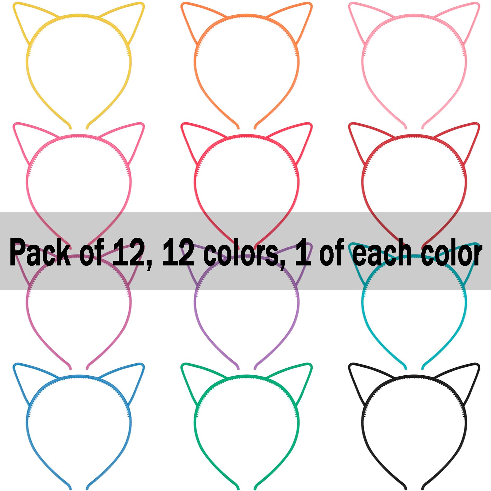 COCIDE 12Pcs Cat Ears Headbands Plastic Taylor Party Decorations Kitty Headbands for Women Gabby Party Favors Birthday Supplies for Women Halloween Hair Accessories Hair Hoops Costume - Image 7