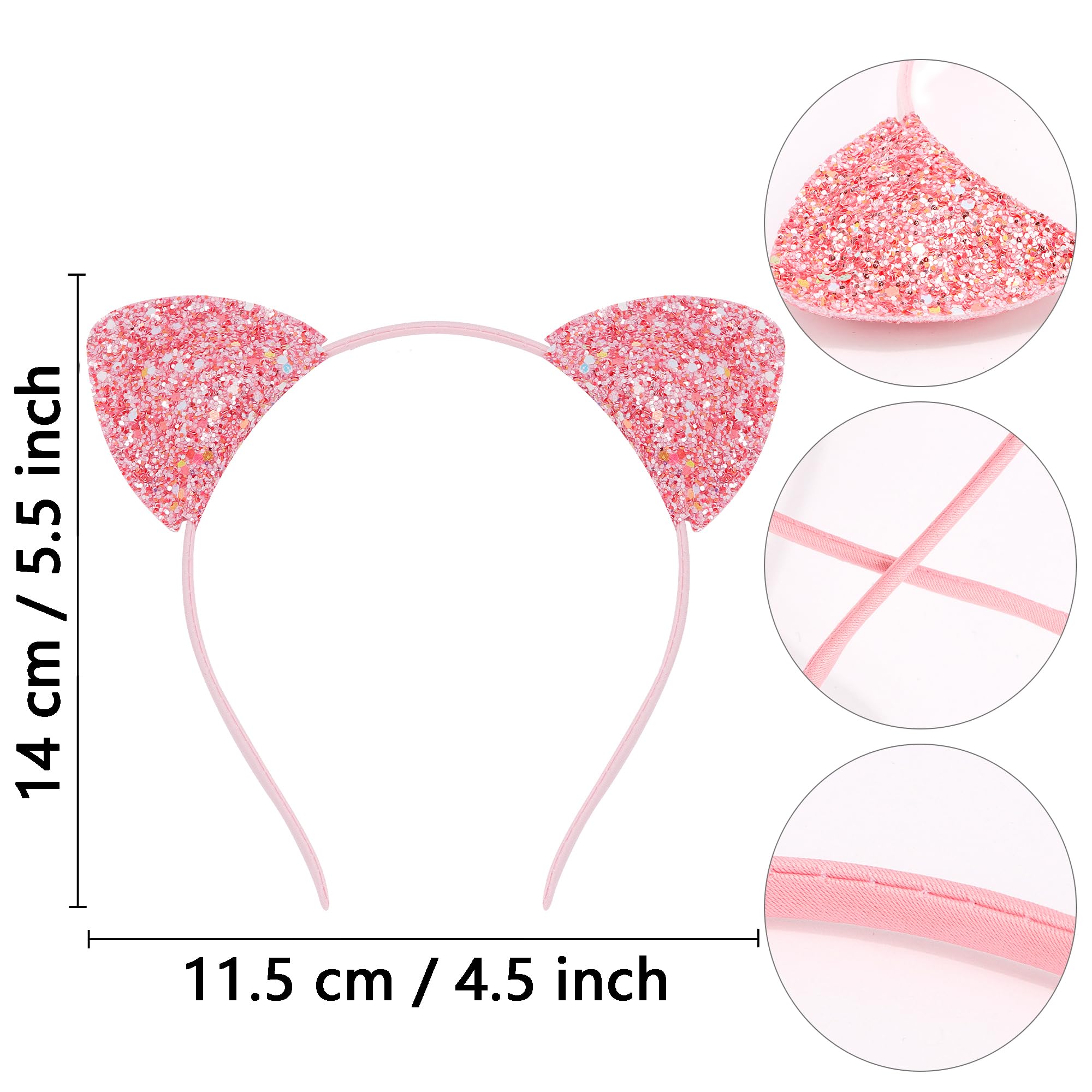 COCIDE 12Pcs Cat Ears Headbands Set with Sequins for Girls - Birthday Party, Halloween Hair Accessories and Favors - Image 6