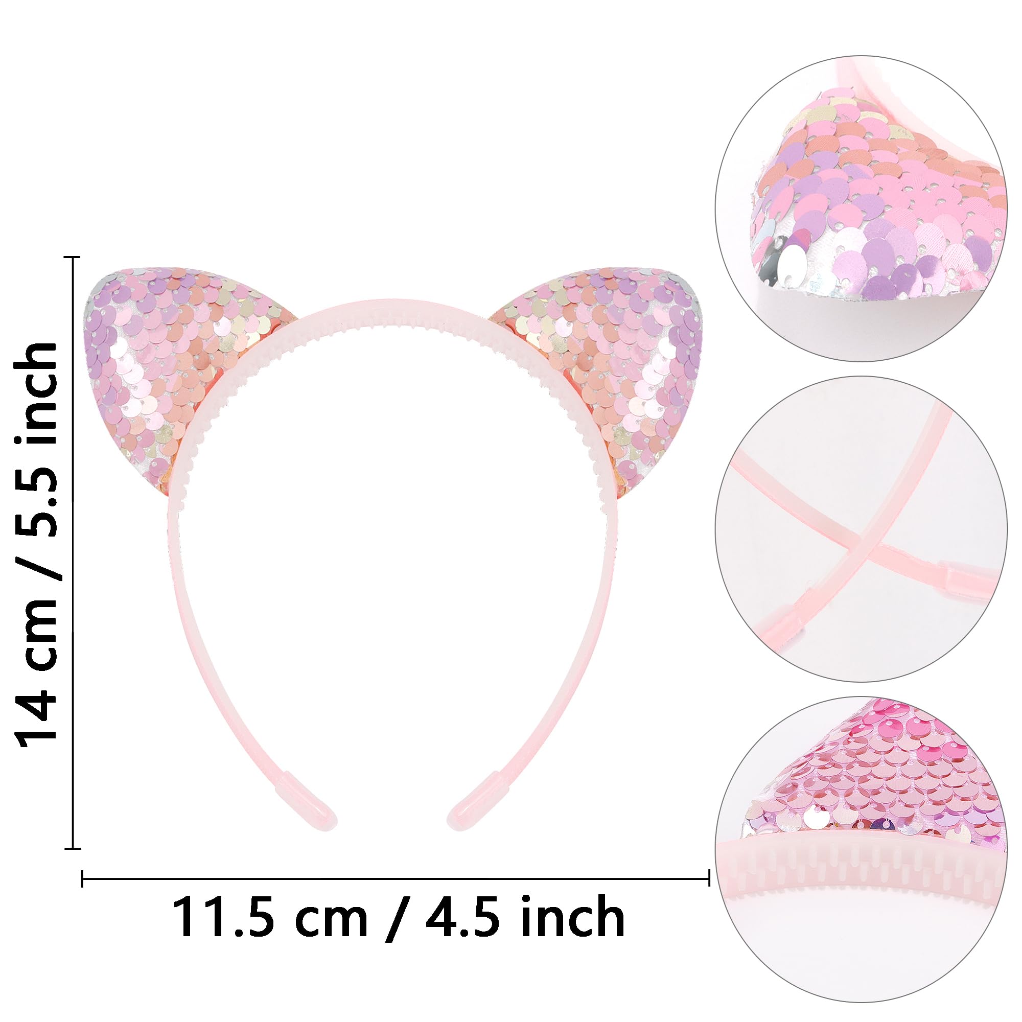 COCIDE 12Pcs Cat Ears Headbands Set with Sequins for Girls - Birthday Party, Halloween Hair Accessories and Favors - Image 6