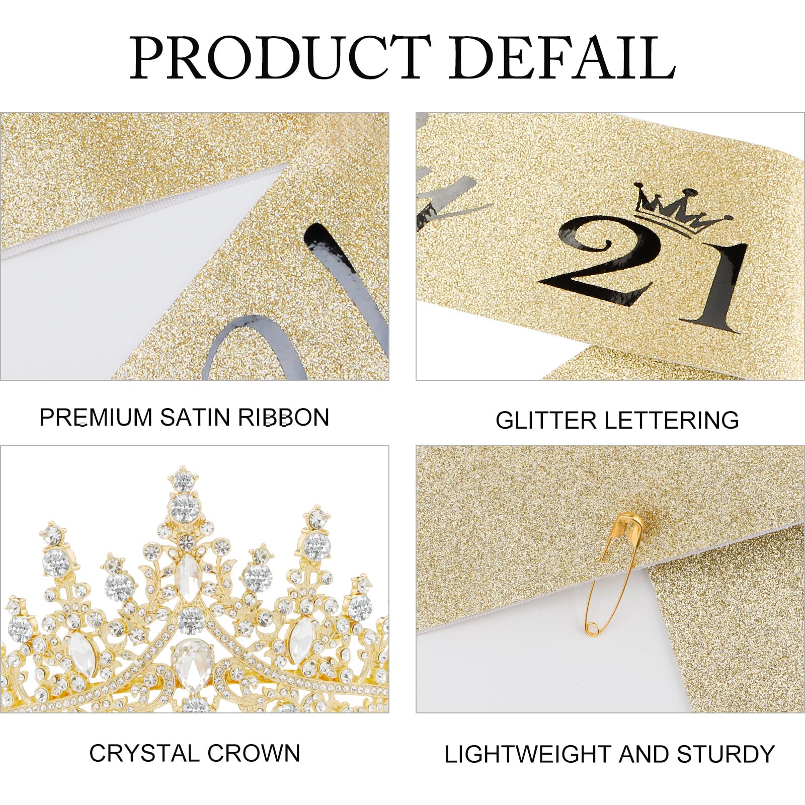 COCIDE 21st Birthday Sashes, Crowns, and Decorations - Sash, Tiaras Set for Women and Girls, Party Favor Supplies - Image 6