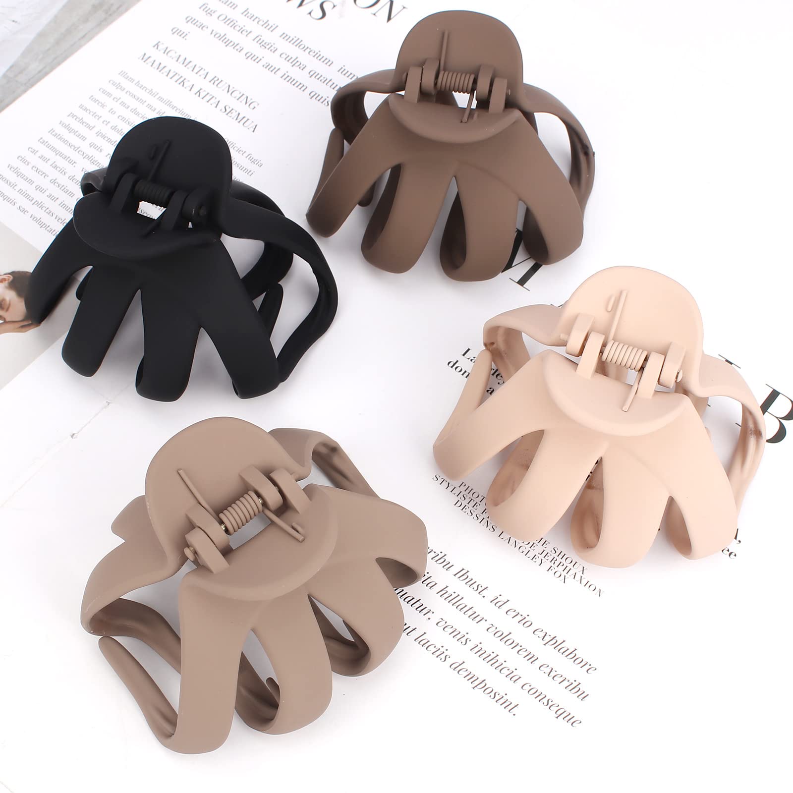 COCIDE 4PCS Hair Claw Clips for Women Acrylic Large Octopus Clip Non-slip Big Spider Hair Claw for Girls Surper Strong Hold Grip Hair Jaw Clip for Thick Hair Accessories for 3.15 inch / 8 cm - Image 4