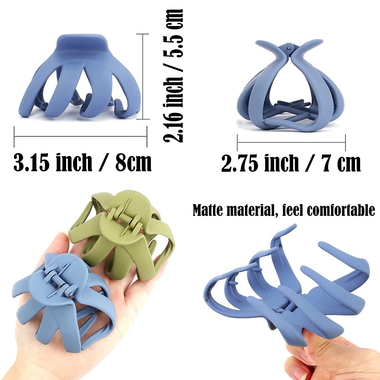 COCIDE 4PCS Hair Claw Clips for Women Acrylic Large Octopus Clip Non-slip Big Spider Hair Claw for Girls Surper Strong Hold Grip Hair Jaw Clip for Thick Hair Accessories for 3.15 inch / 8 cm - Image 5