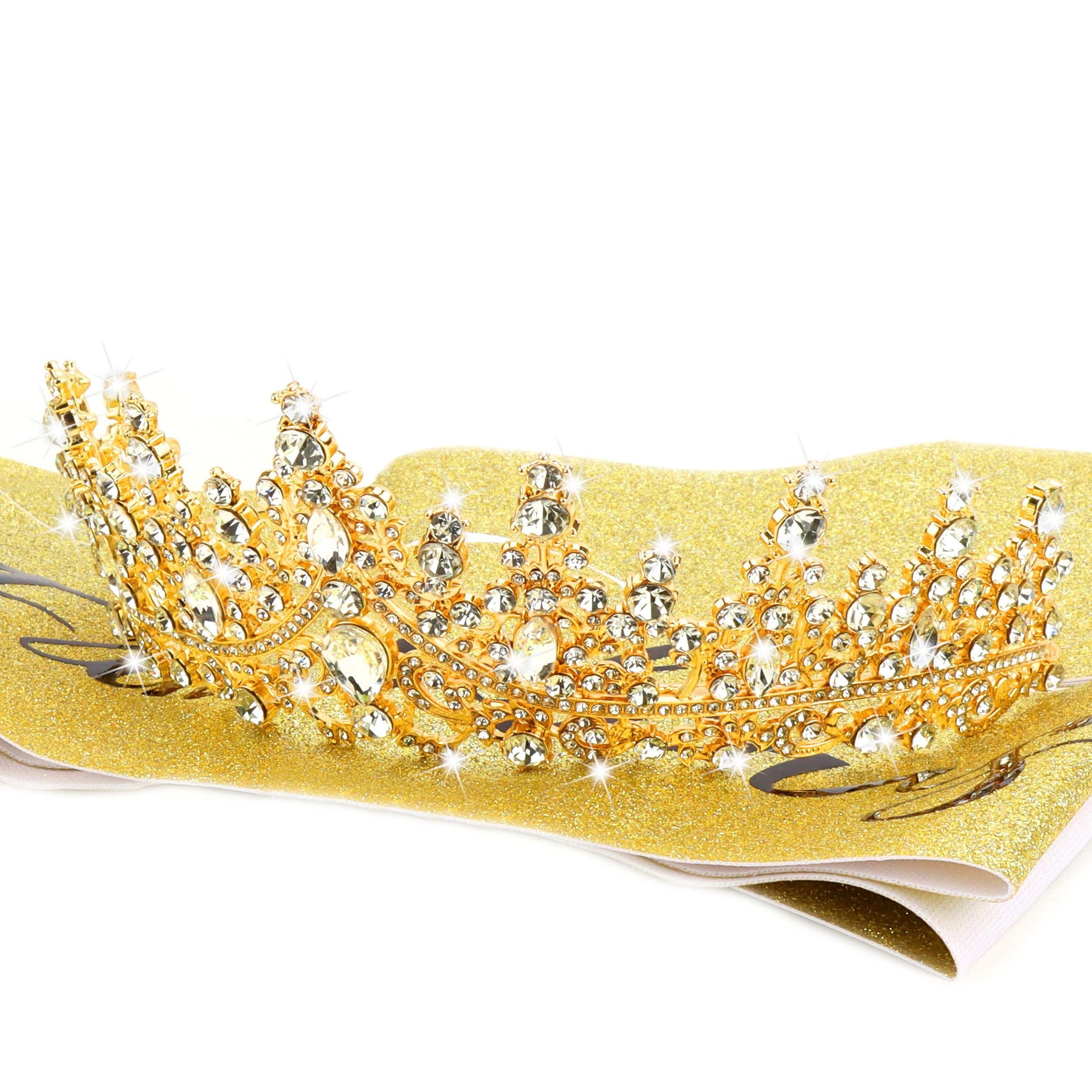COCIDE 50th Birthday Sash for Women + 50th Crown for Women + Pearl Pin - 50 & Fabulous Sashes Tiara Hair Accessories Gifts Party Decorations & Favors (50th Sash&Tiara&Pin, Gold, One Size) - Image 7