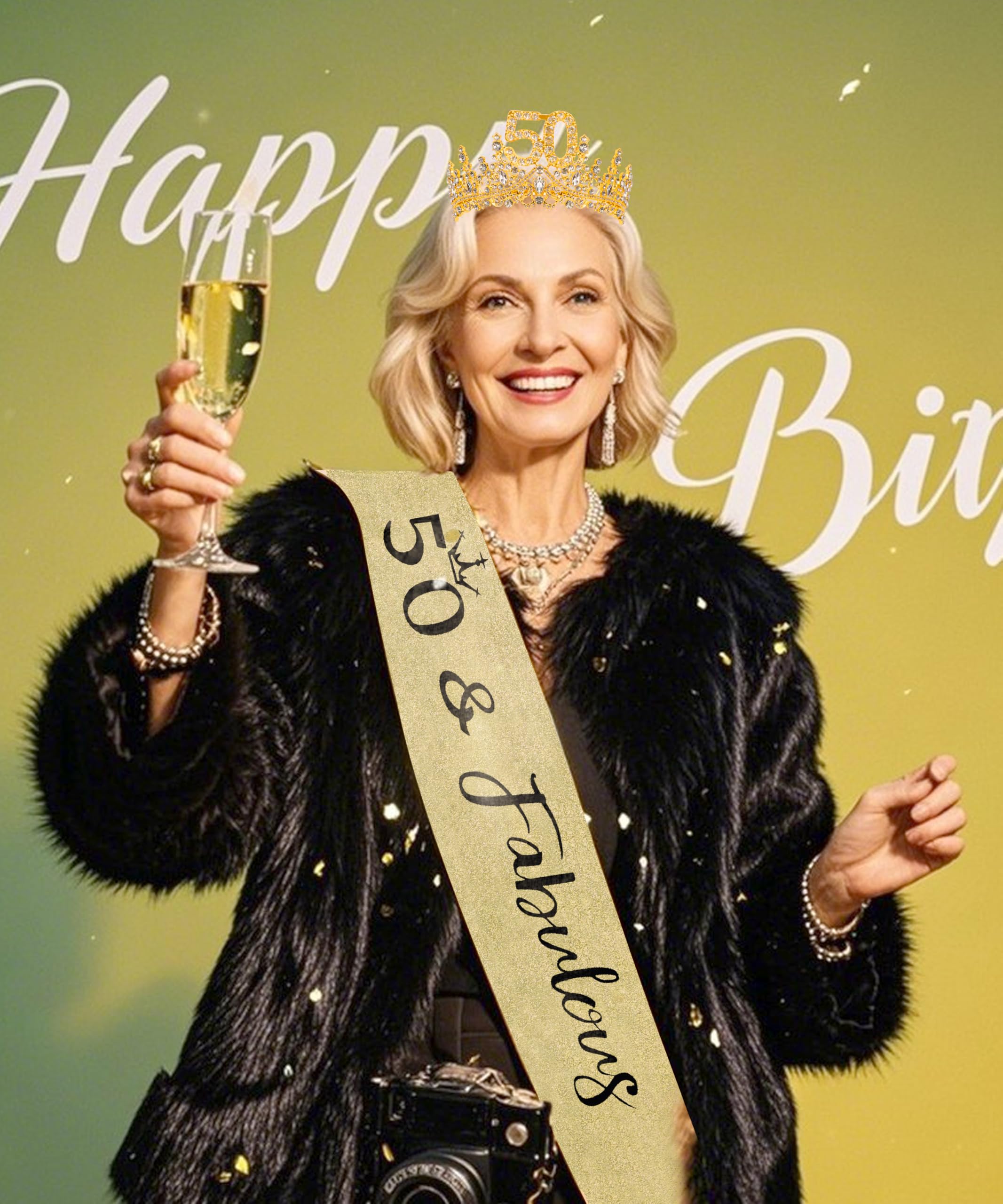 COCIDE 50th Birthday Sashes, Crowns, and Decorations - Sash, Tiaras Set for Women and Girls, Party Favor Supplies - Image 4