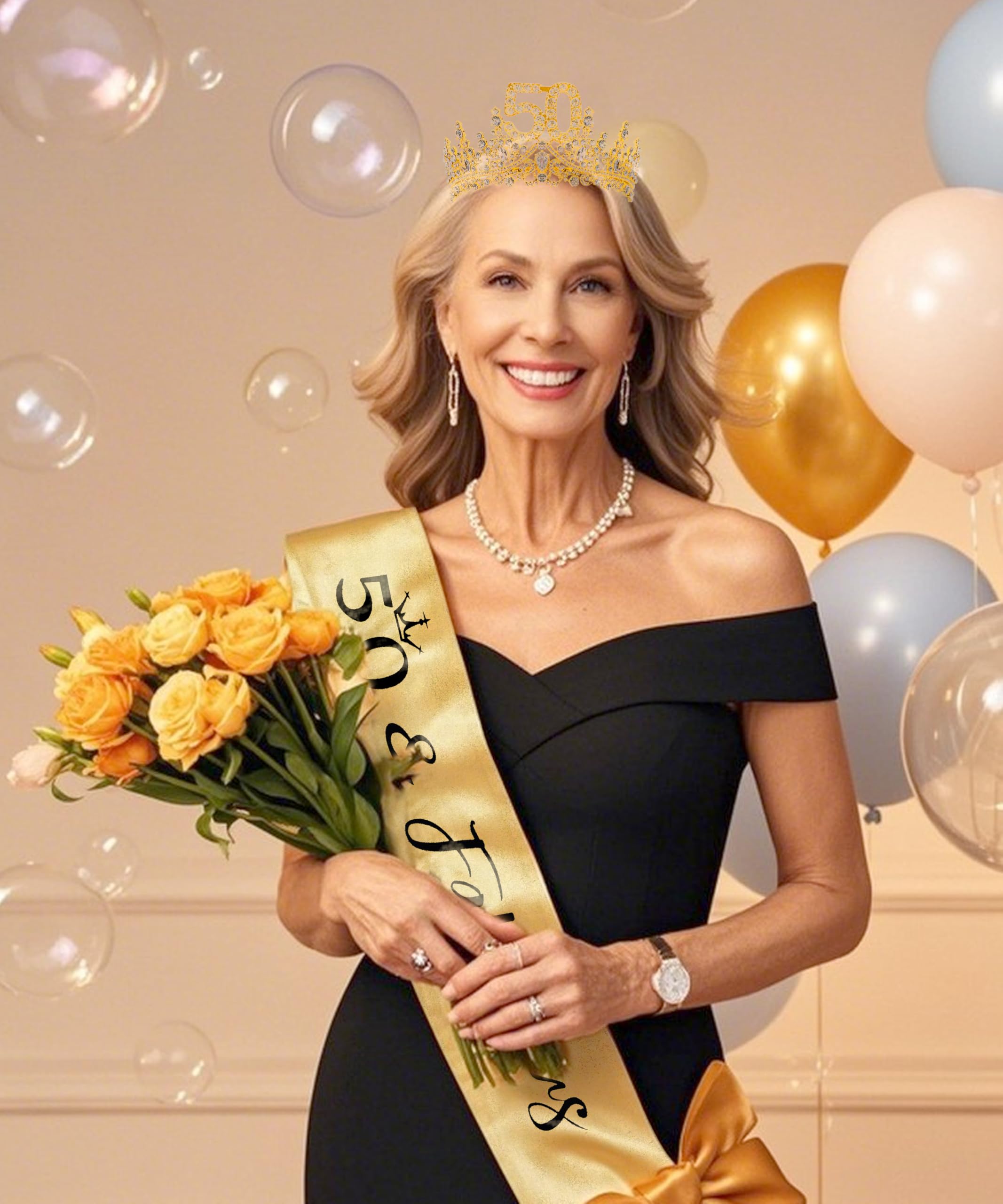 COCIDE 50th Birthday Sashes, Crowns, and Decorations - Sash, Tiaras Set for Women and Girls, Party Favor Supplies - Image 5
