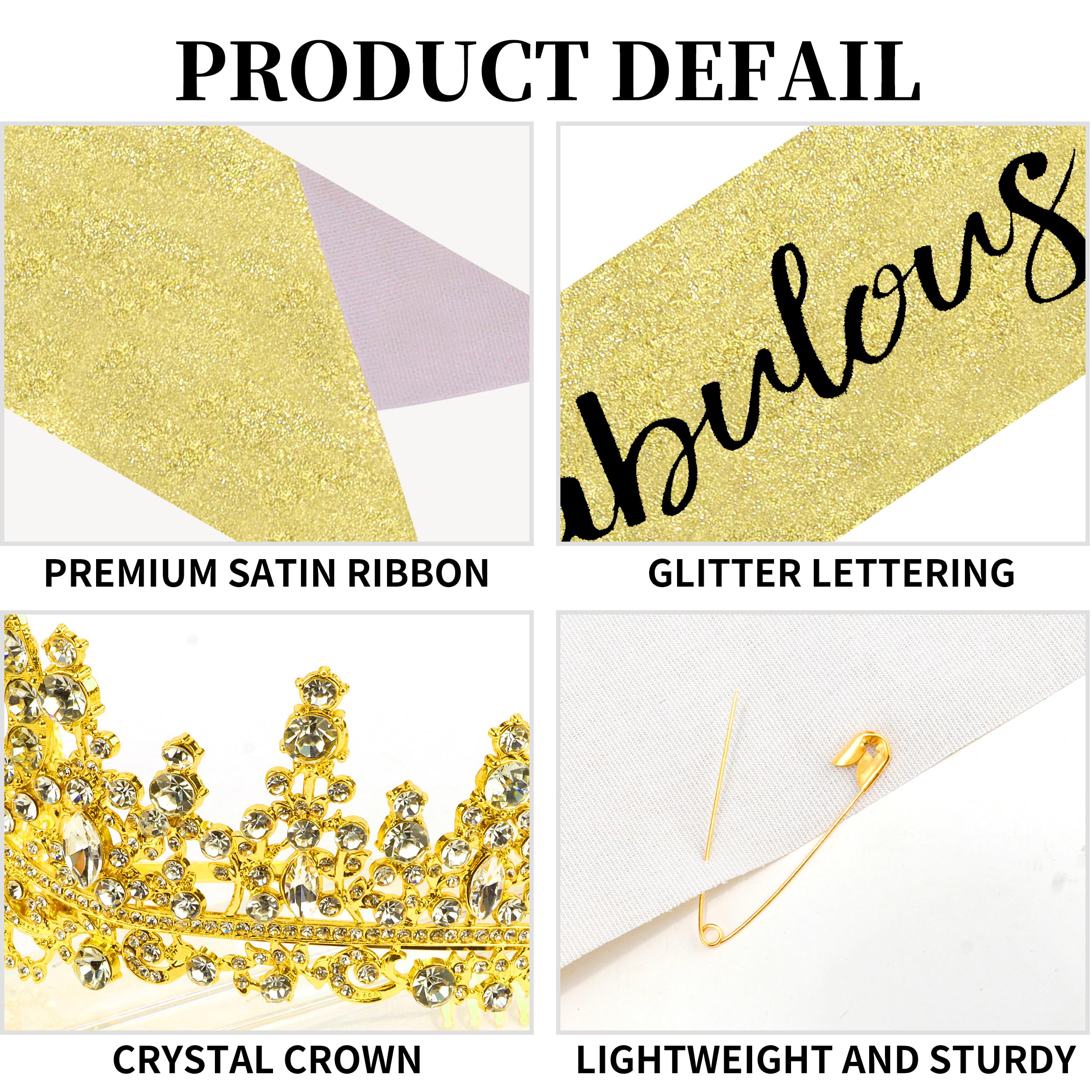 COCIDE 50th Birthday Sashes, Crowns, and Decorations - Sash, Tiaras Set for Women and Girls, Party Favor Supplies - Image 6