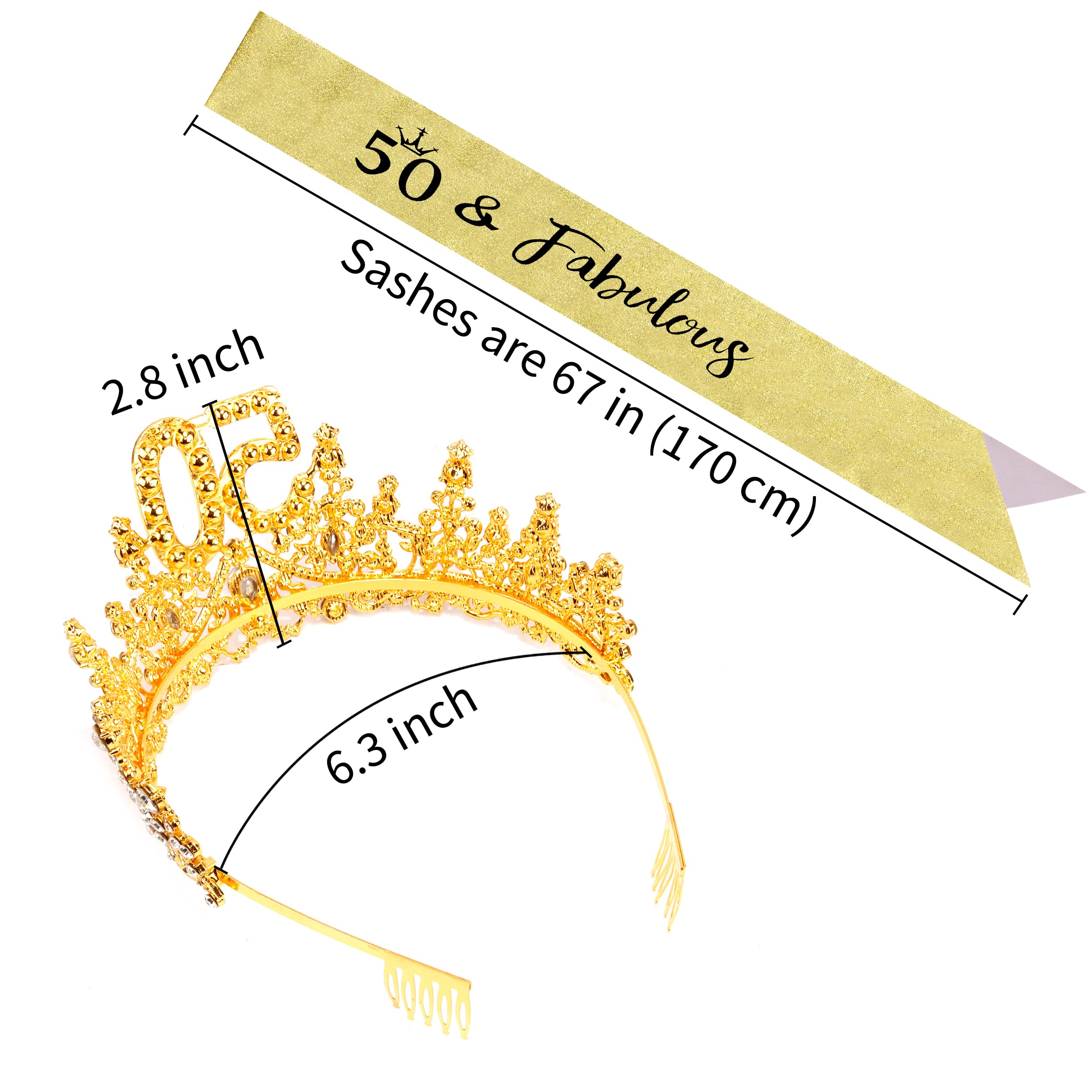 COCIDE 50th Birthday Sashes, Crowns, and Decorations - Sash, Tiaras Set for Women and Girls, Party Favor Supplies - Image 7
