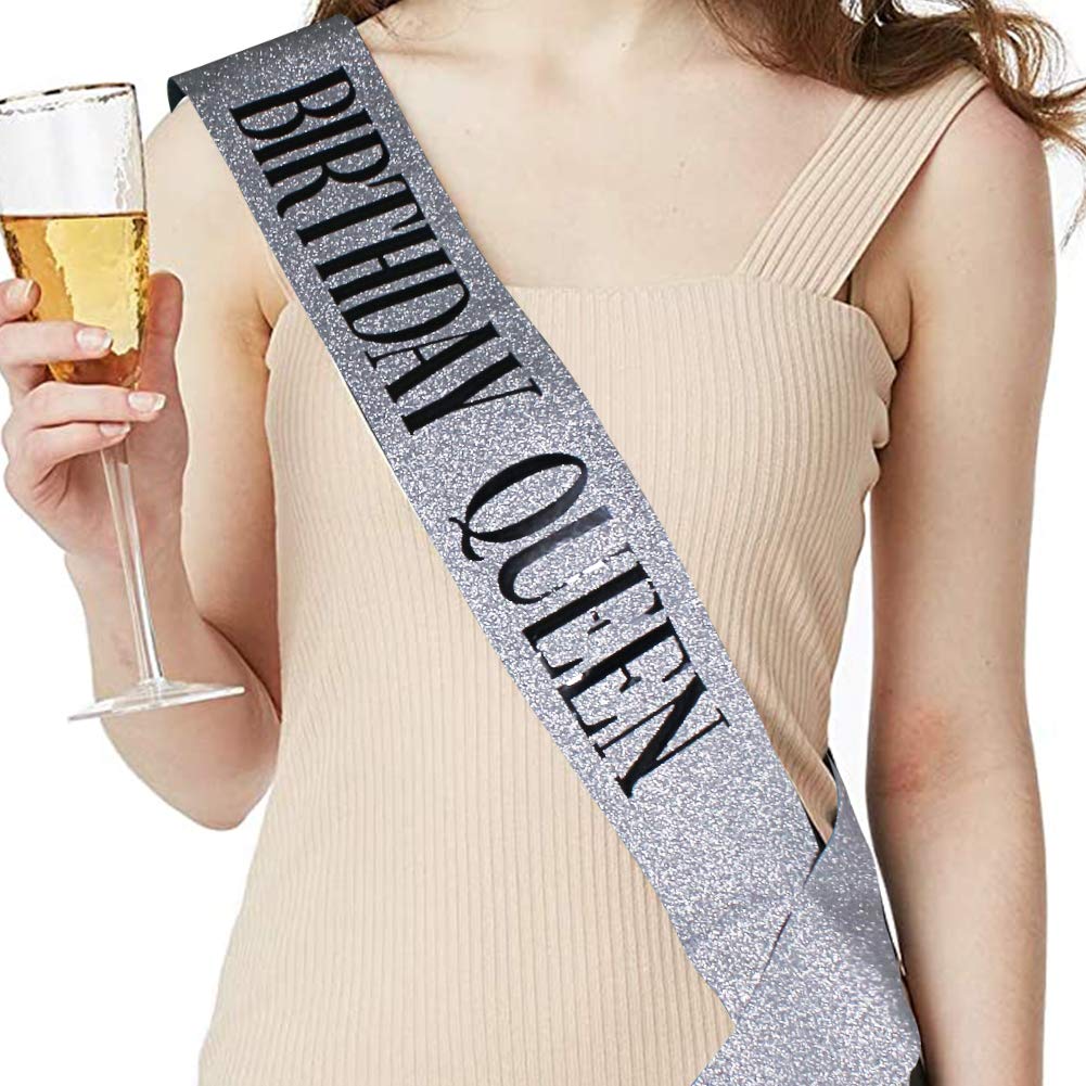 COCIDE Birthday Sash for Girls Silver Tiara and Crowns for Women Birthday Decorations Set Gift for Her Rhinestone Headband Crystal Hair Accessories for Cake Toppers Birth Hairpiece Hair Band for Party - Image 3