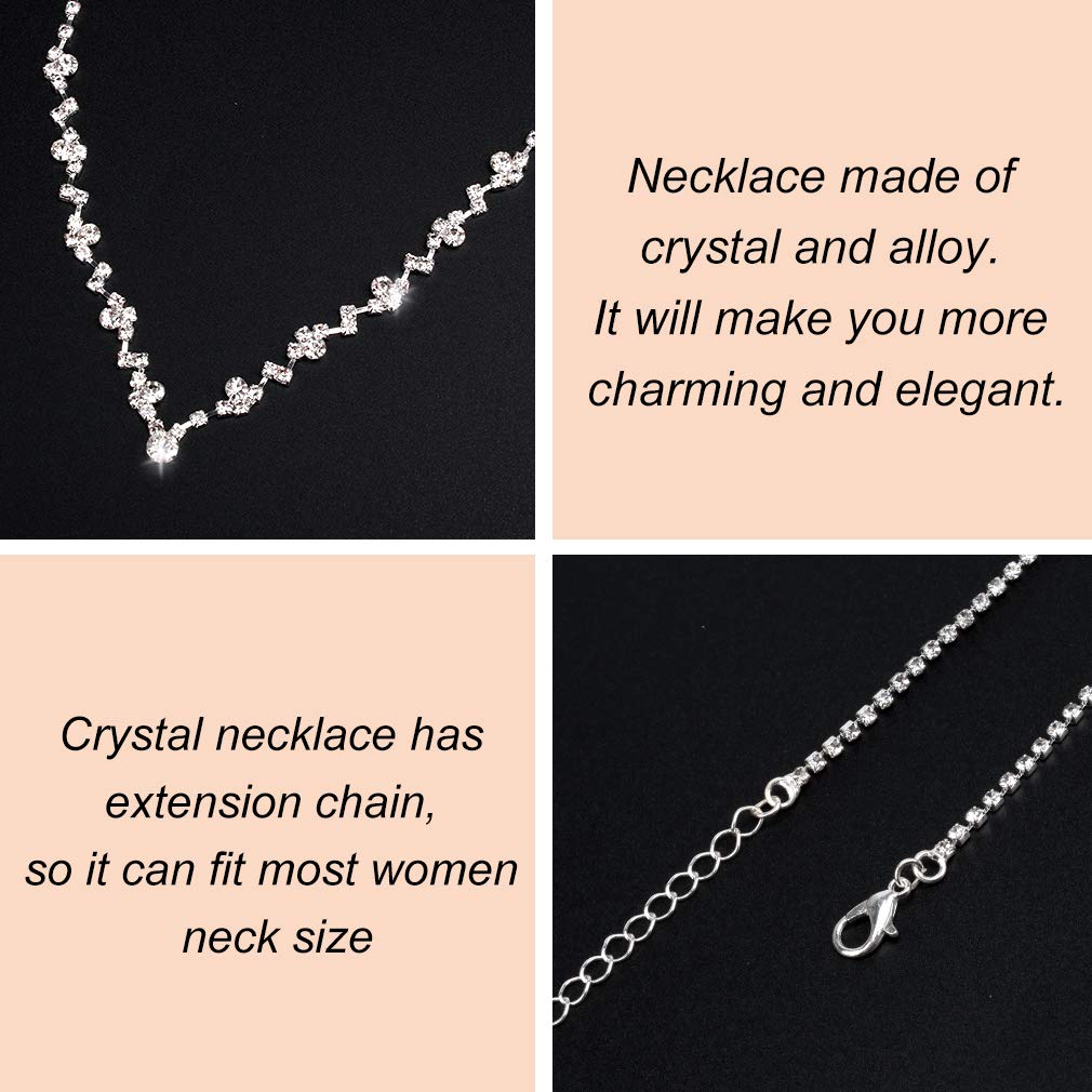 COCIDE Bride Jewelry Set Silver Crystal Wedding Necklace Earrings Bridal Rhinestone Teardrop Pendant Accessories for Women and Bridesmaids (3 piece set - 2 earrings and 1 necklace) - Image 5
