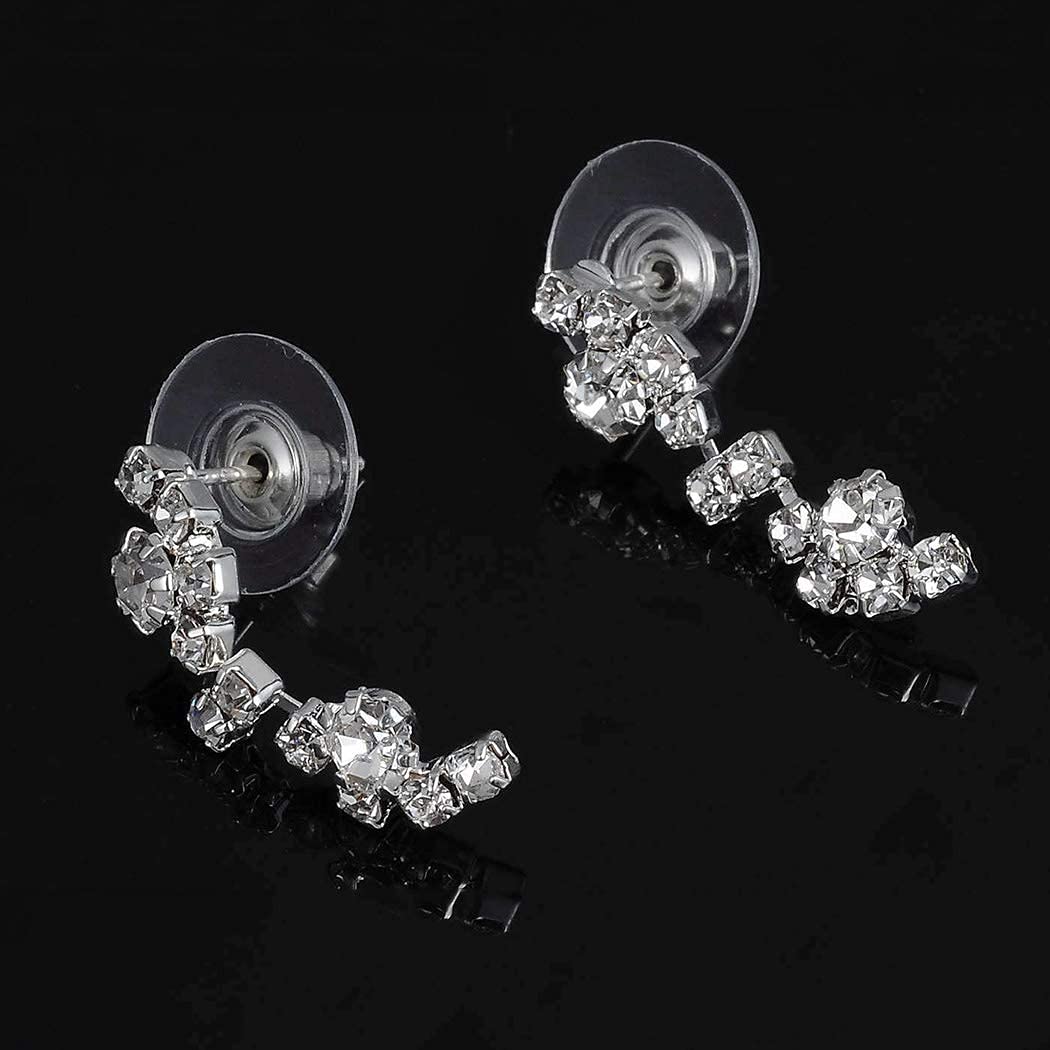 COCIDE Bride Jewelry Set Silver Crystal Wedding Necklace Earrings Bridal Rhinestone Teardrop Pendant Accessories for Women and Bridesmaids (3 piece set - 2 earrings and 1 necklace) - Image 7