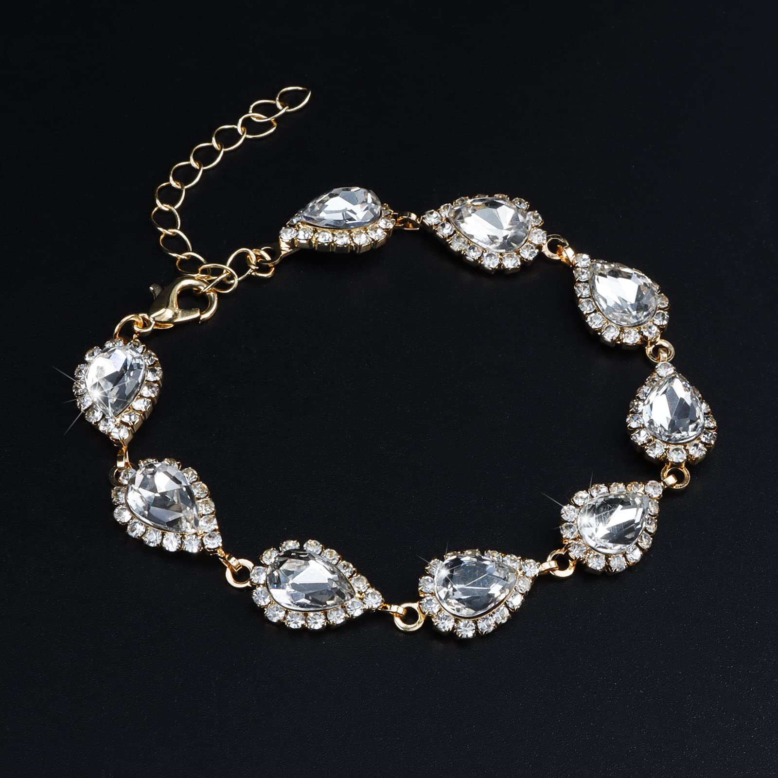 COCIDE Bride Jewelry Set Silver Crystal Wedding Necklace Earrings Bridal Rhinestone Teardrop Pendant Accessories for Women and Bridesmaids (3 piece set - 2 earrings and 1 necklace) - Image 7