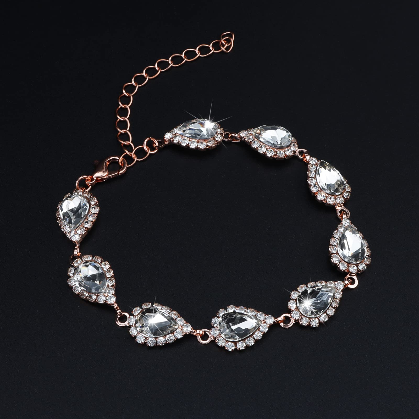 COCIDE Bride Jewelry Set Silver Crystal Wedding Necklace Earrings Bridal Rhinestone Teardrop Pendant Accessories for Women and Bridesmaids (3 piece set - 2 earrings and 1 necklace) - Image 5