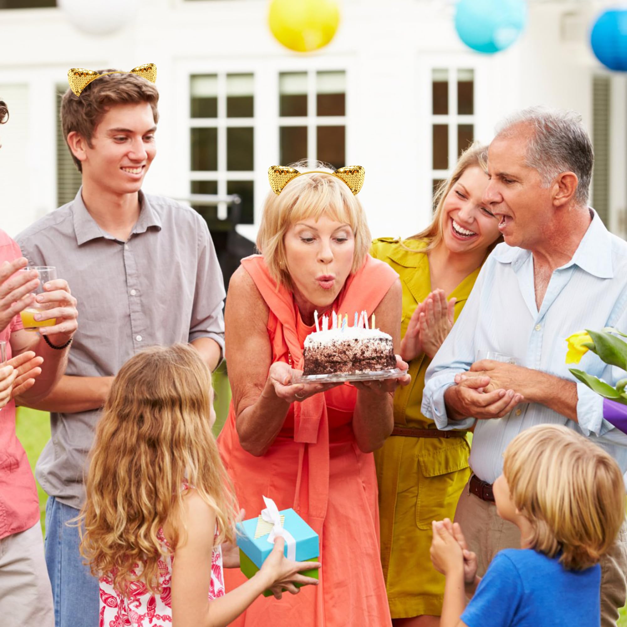 COCIDE Cat Ears Headbands for Women Sequin Hairband for Girls Taylor Party Decorations for Girls Kitty Favors Birthday for Gabby Halloween Hair Accessories Cosplay - Image 4