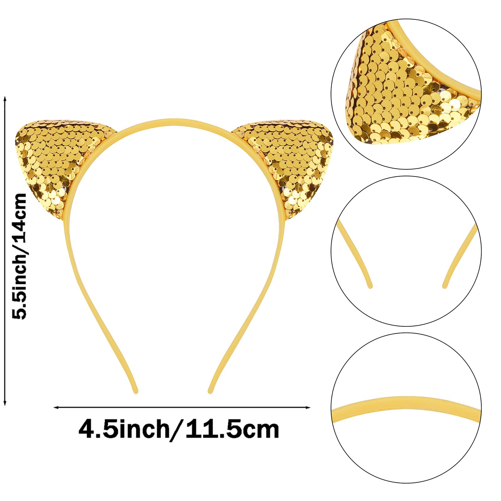 COCIDE Cat Ears Headbands for Women Sequin Hairband for Girls Taylor Party Decorations for Girls Kitty Favors Birthday for Gabby Halloween Hair Accessories Cosplay - Image 5