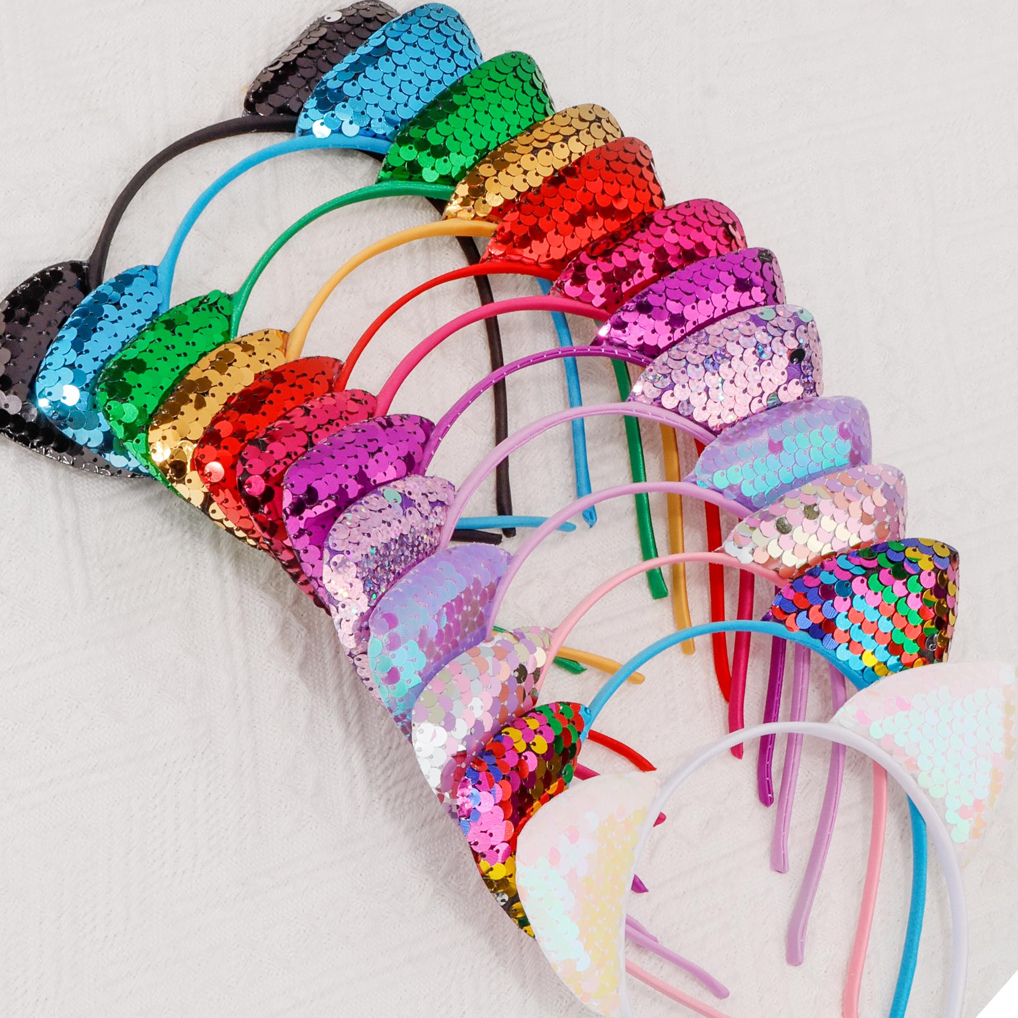 COCIDE Cat Ears Headbands for Women Sequin Hairband for Girls Taylor Party Decorations for Girls Kitty Favors Birthday for Gabby Halloween Hair Accessories Cosplay - Image 7