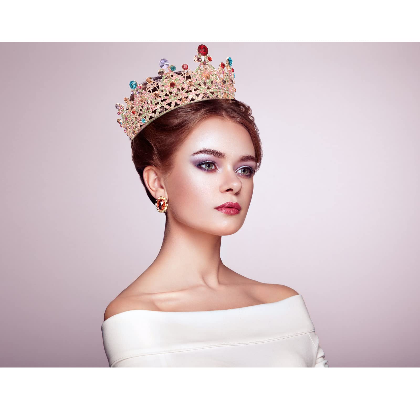 COCIDE Crown for Women Crystal Queen Crowns and Tiaras Girls Full Round Wedding Headband Hair Accessories for Birthday Pageant Prom Bridal Party Halloween Costume - Image 3