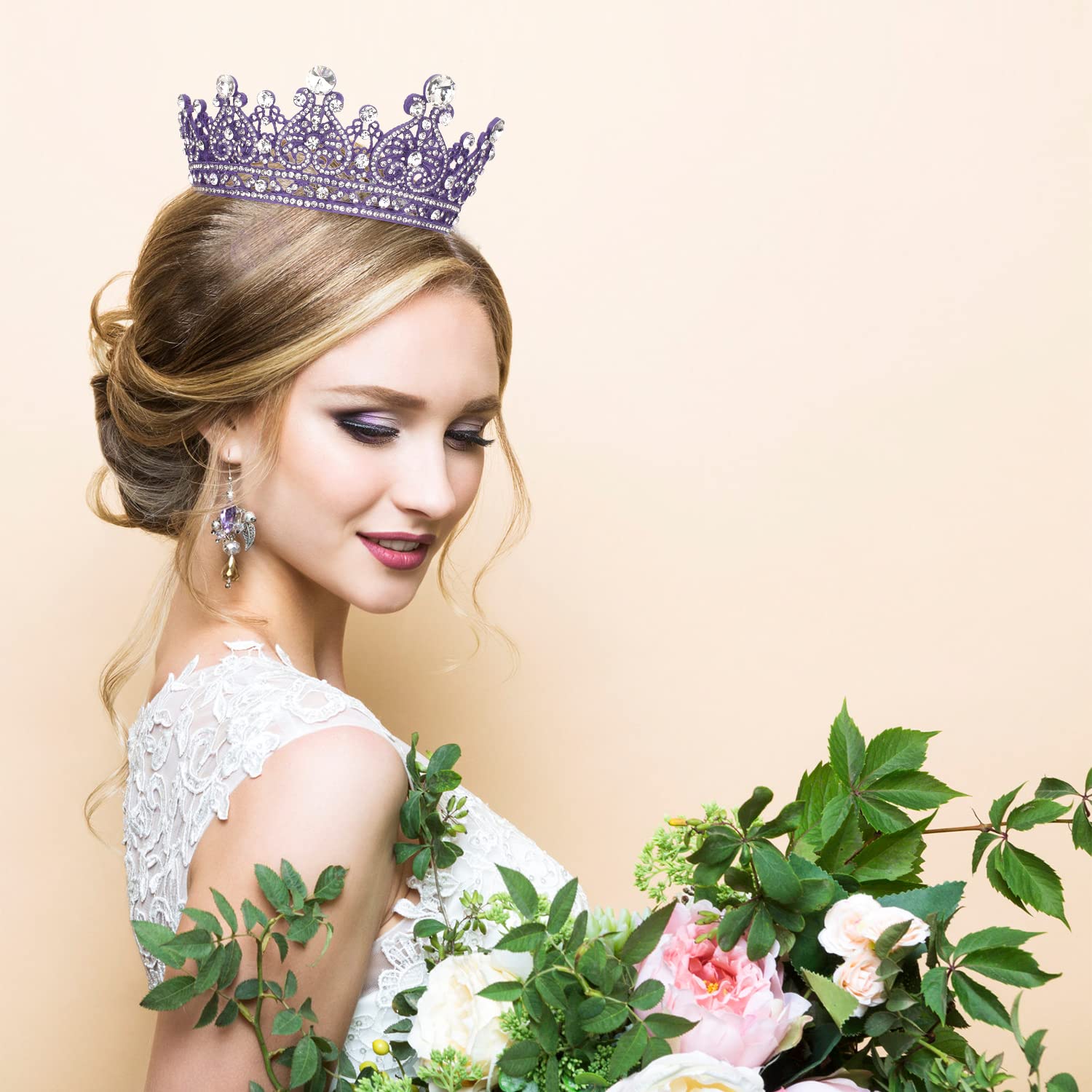 COCIDE Crown for Women Crystal Queen Crowns and Tiaras Girls Full Round Wedding Headband Hair Accessories for Birthday Pageant Prom Bridal Party Halloween Costume - Image 3