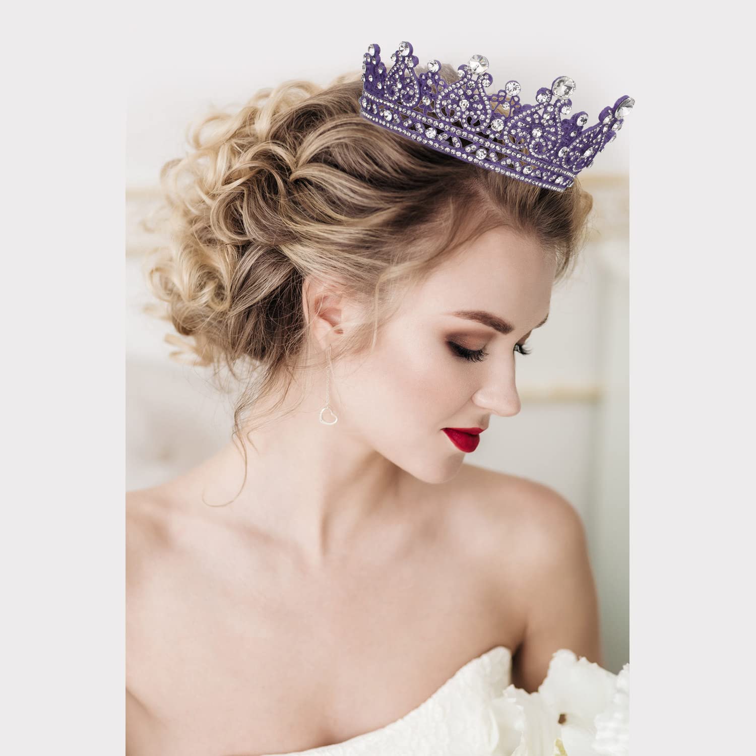 COCIDE Crown for Women Crystal Queen Crowns and Tiaras Girls Full Round Wedding Headband Hair Accessories for Birthday Pageant Prom Bridal Party Halloween Costume - Image 4