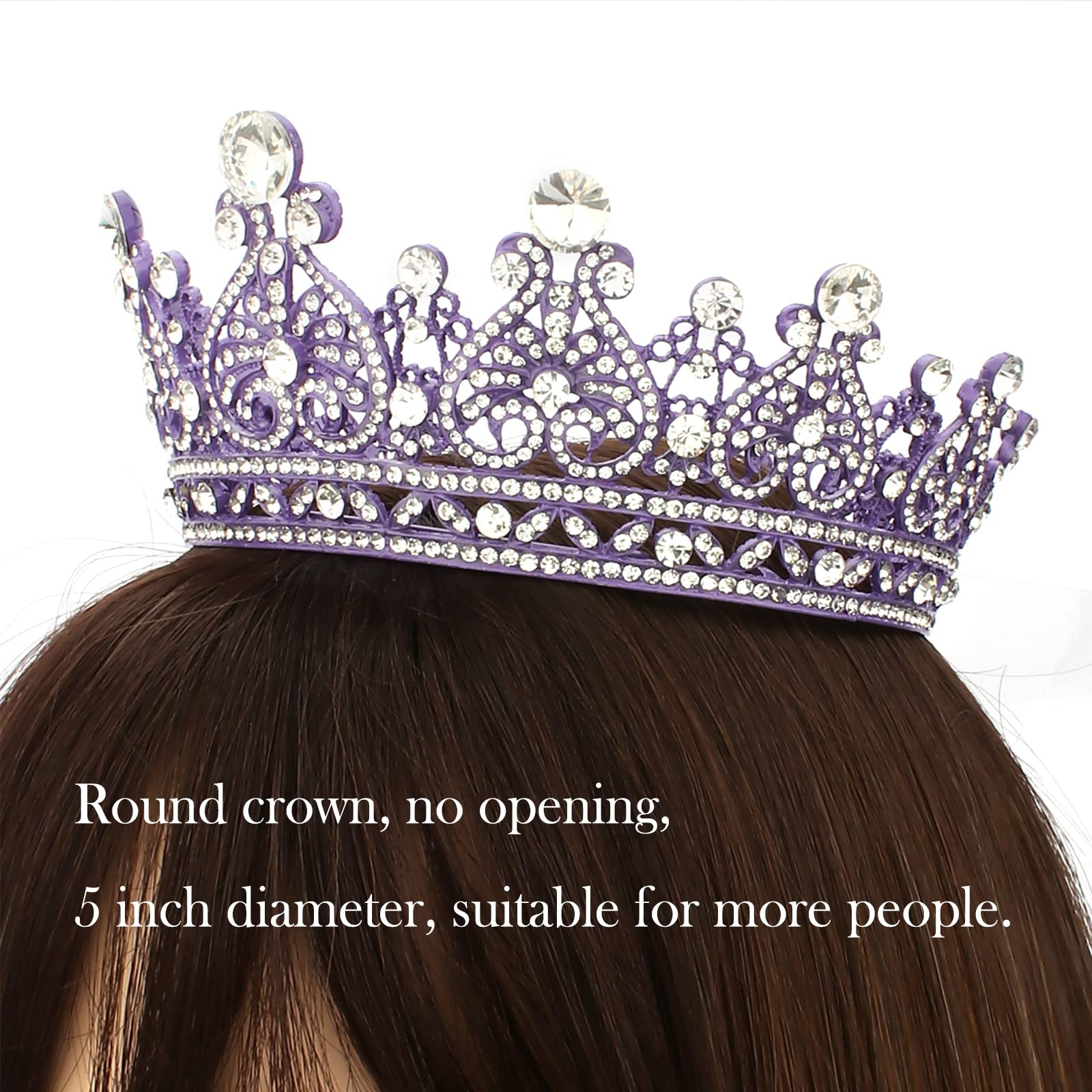 COCIDE Crown for Women Crystal Queen Crowns and Tiaras Girls Full Round Wedding Headband Hair Accessories for Birthday Pageant Prom Bridal Party Halloween Costume - Image 5