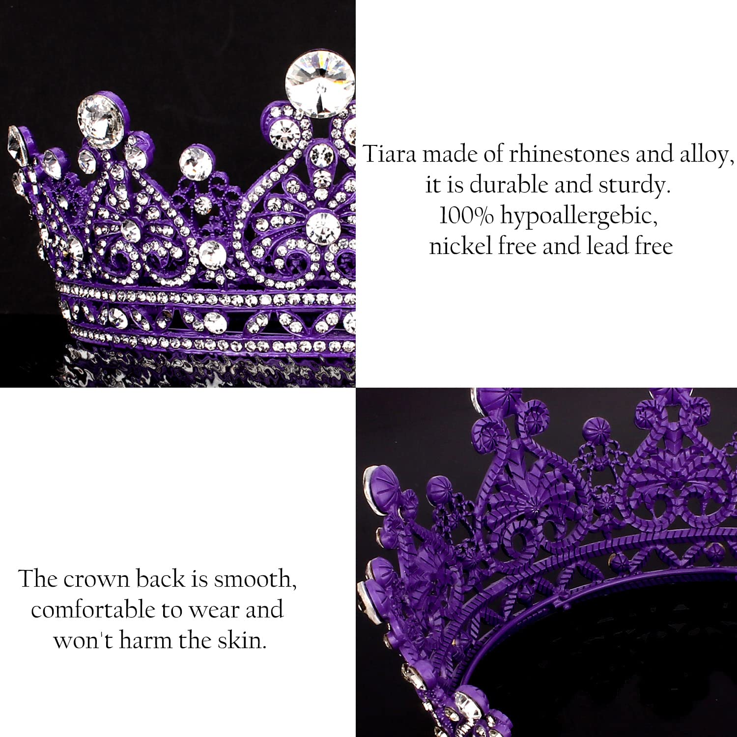 COCIDE Crown for Women Crystal Queen Crowns and Tiaras Girls Full Round Wedding Headband Hair Accessories for Birthday Pageant Prom Bridal Party Halloween Costume - Image 6