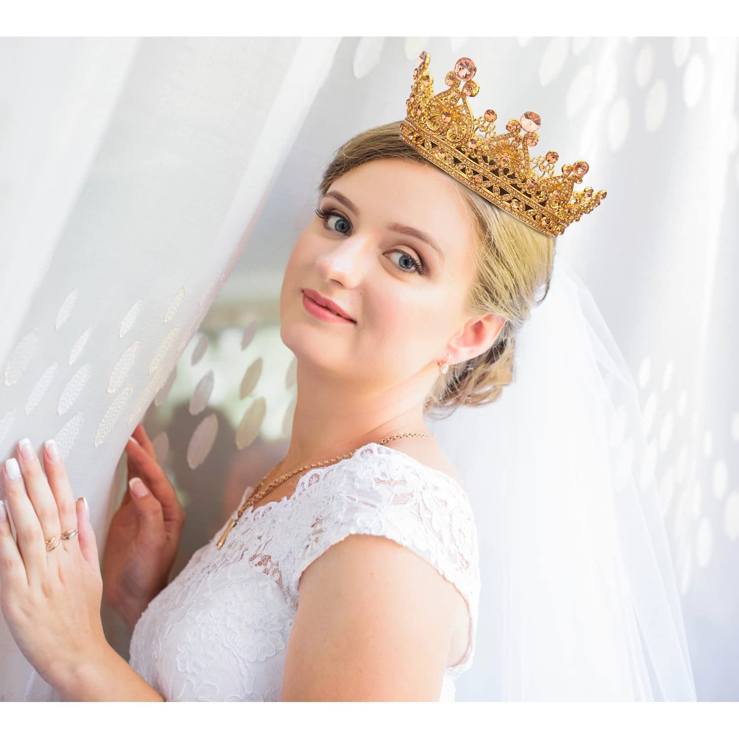 COCIDE Crown for Women Crystal Queen Crowns and Tiaras Girls Full Round Wedding Headband Hair Accessories for Birthday Pageant Prom Bridal Party Halloween Costume - Image 3