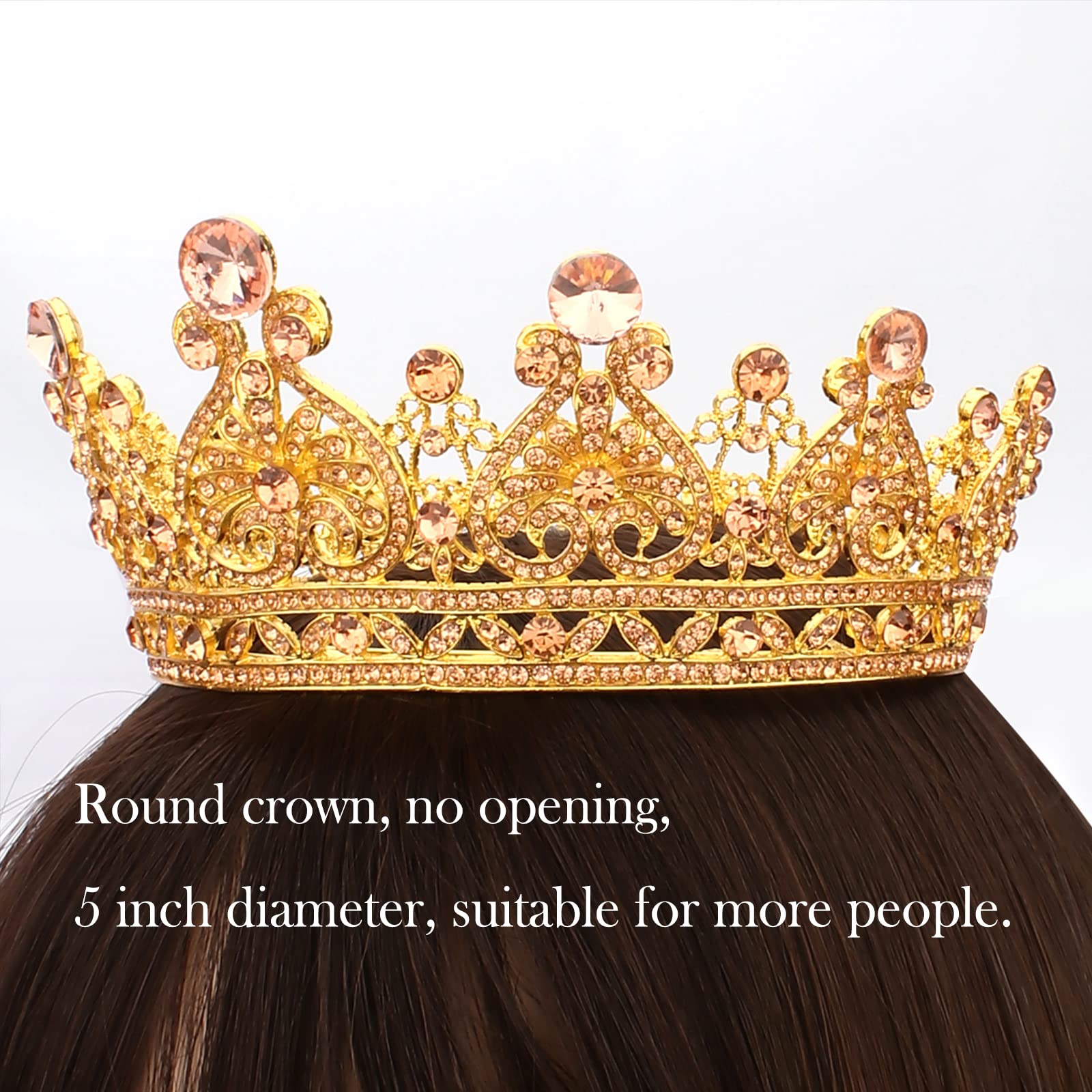 COCIDE Crown for Women Crystal Queen Crowns and Tiaras Girls Full Round Wedding Headband Hair Accessories for Birthday Pageant Prom Bridal Party Halloween Costume - Image 5