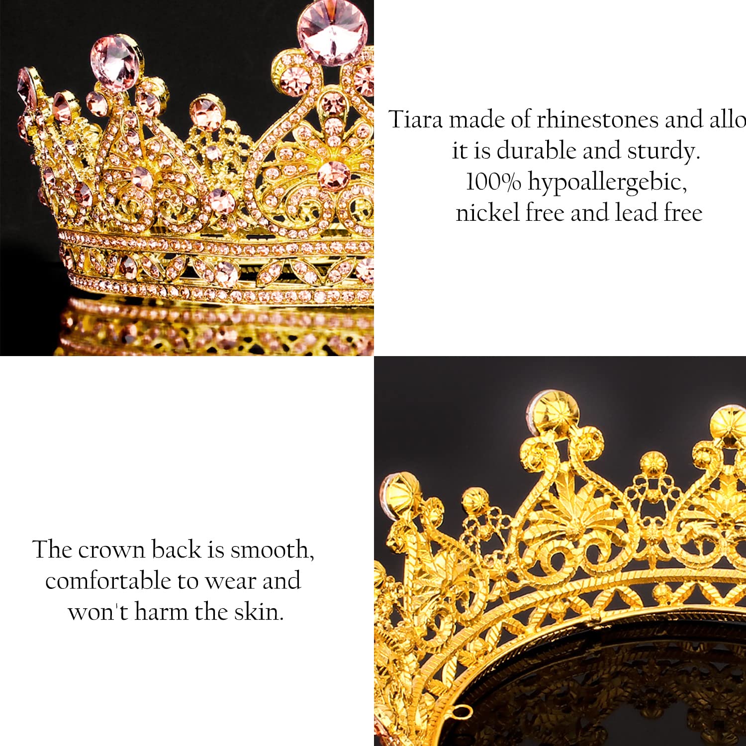 COCIDE Crown for Women Crystal Queen Crowns and Tiaras Girls Full Round Wedding Headband Hair Accessories for Birthday Pageant Prom Bridal Party Halloween Costume - Image 6