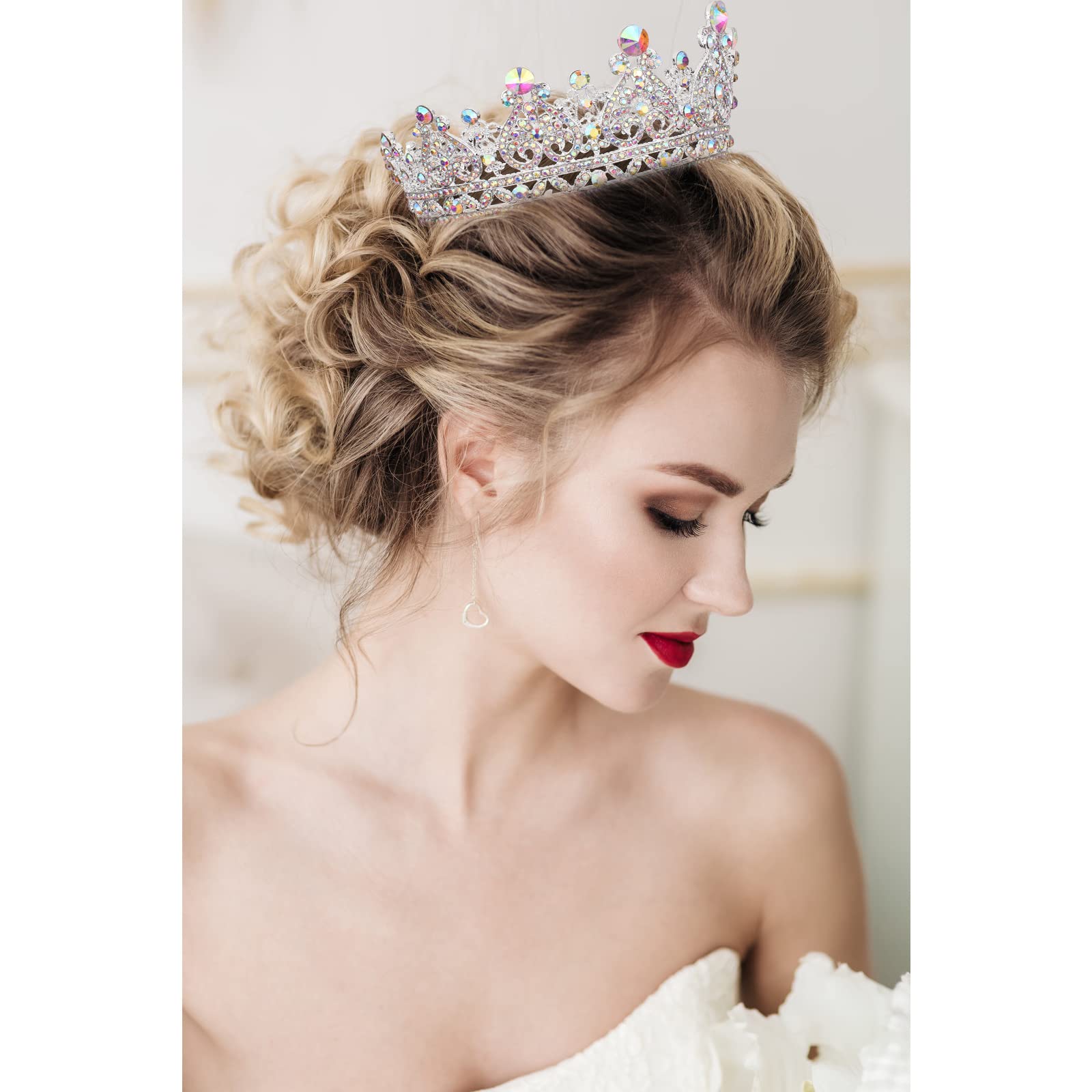 COCIDE Crown for Women Crystal Queen Crowns and Tiaras Girls Full Round Wedding Headband Hair Accessories for Birthday Pageant Prom Bridal Party Halloween Costume - Image 4