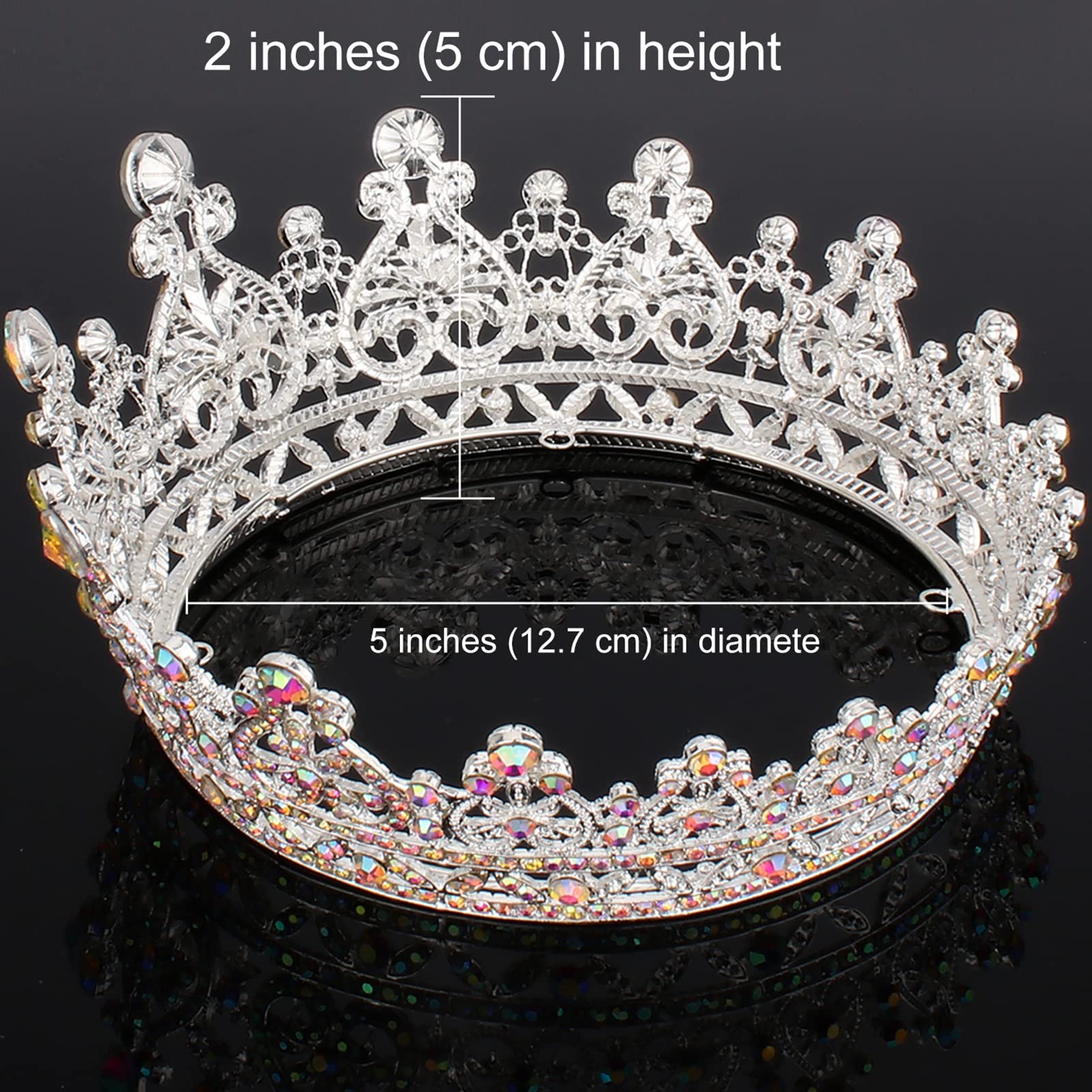 COCIDE Crown for Women Crystal Queen Crowns and Tiaras Girls Full Round Wedding Headband Hair Accessories for Birthday Pageant Prom Bridal Party Halloween Costume - Image 5
