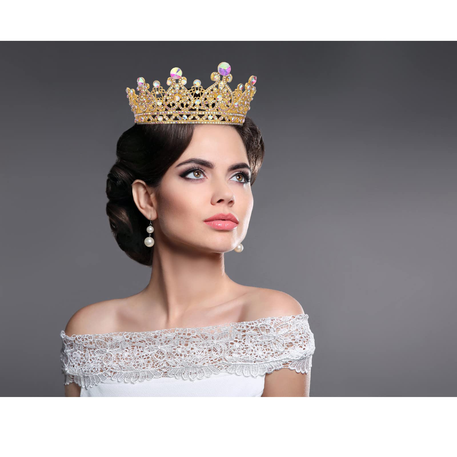 COCIDE Crown for Women Crystal Queen Crowns and Tiaras Girls Full Round Wedding Headband Hair Accessories for Birthday Pageant Prom Bridal Party Halloween Costume - Image 3