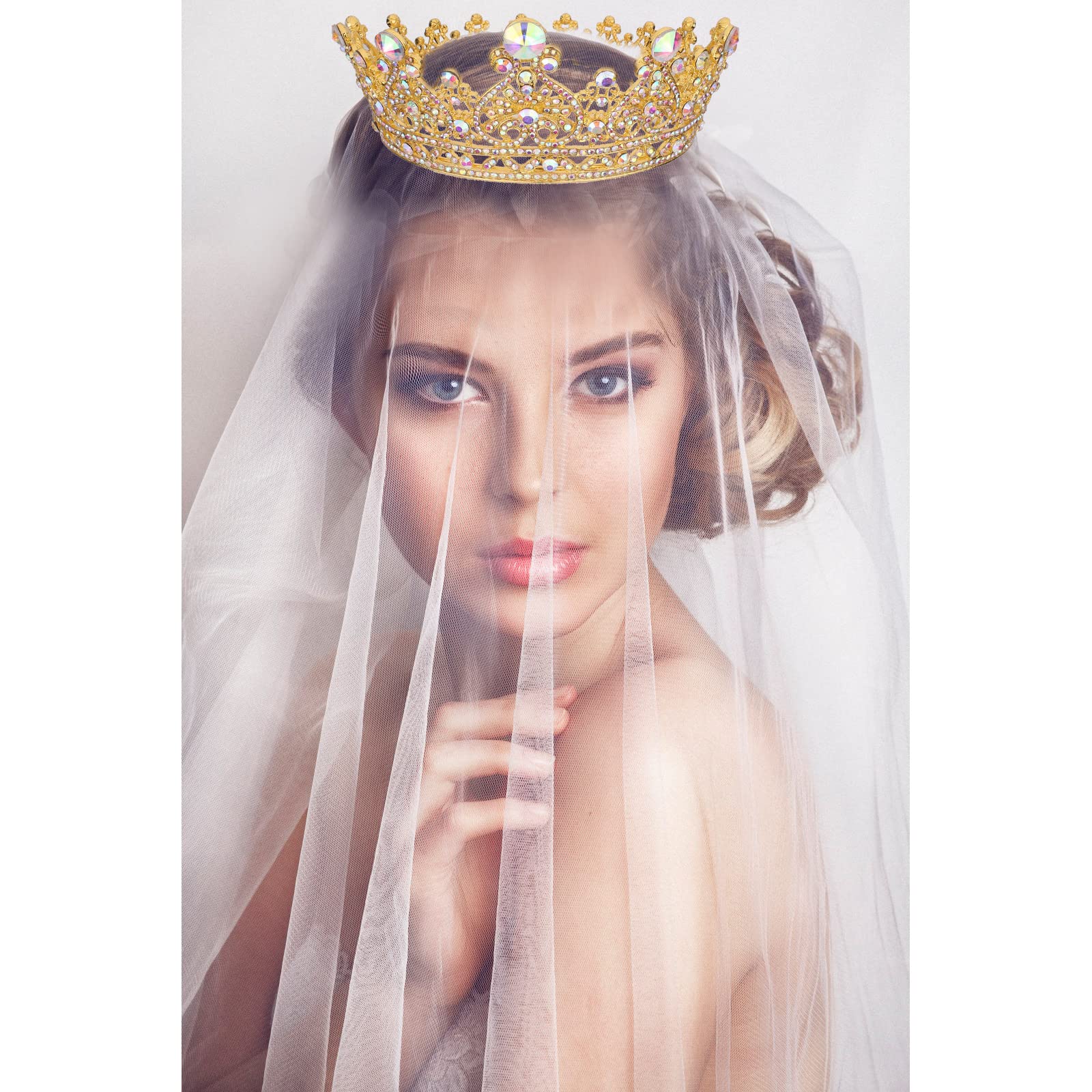 COCIDE Crown for Women Crystal Queen Crowns and Tiaras Girls Full Round Wedding Headband Hair Accessories for Birthday Pageant Prom Bridal Party Halloween Costume - Image 4