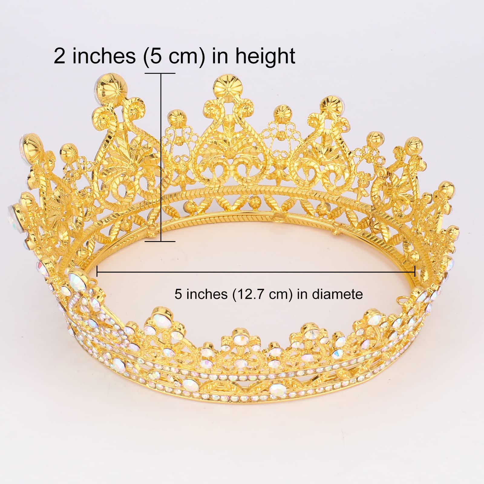 COCIDE Crown for Women Crystal Queen Crowns and Tiaras Girls Full Round Wedding Headband Hair Accessories for Birthday Pageant Prom Bridal Party Halloween Costume - Image 7