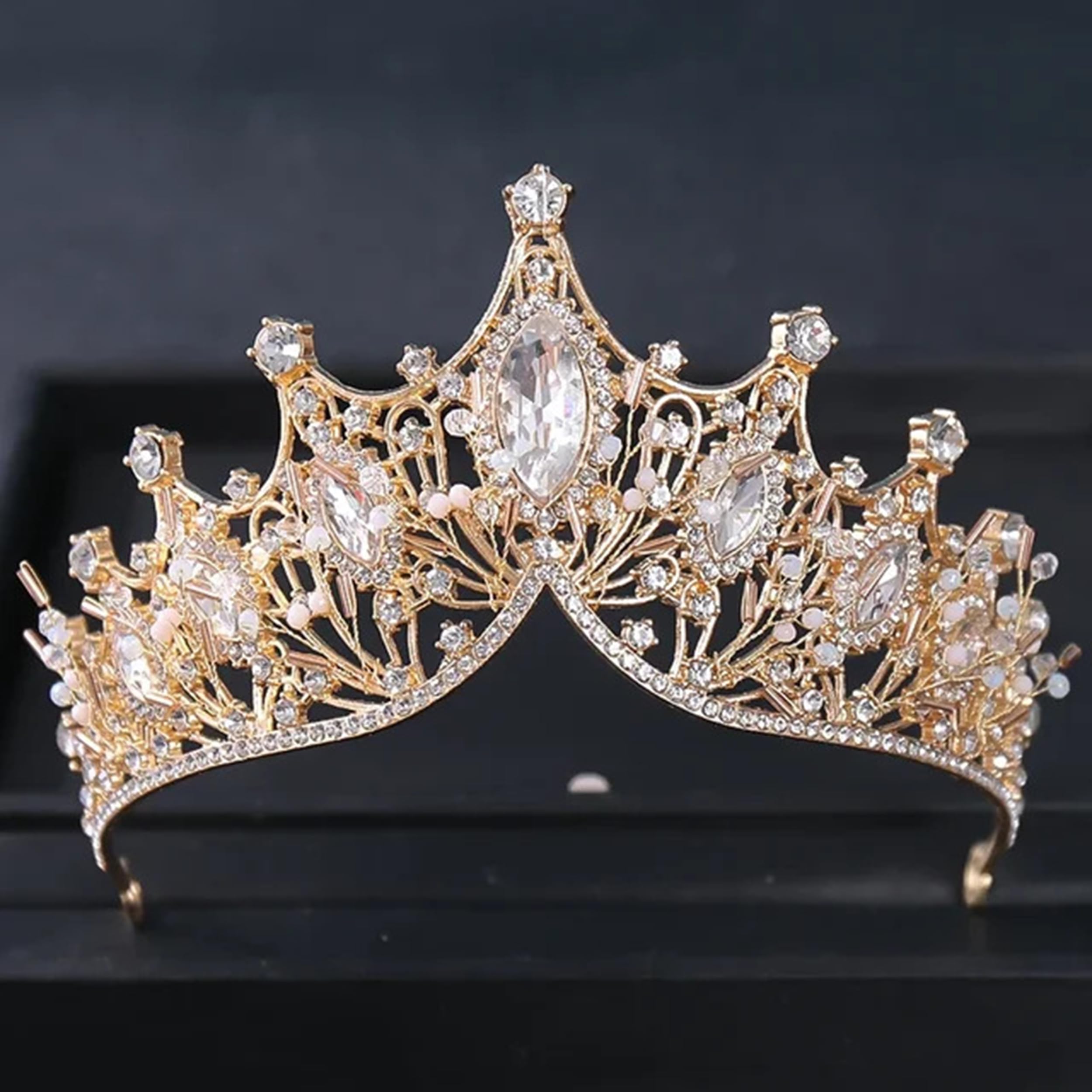 COCIDE Gold Crown for Women Baroque Queen Crown and Tiara for Girls Crystal Headband Mermaid Crown Princess Hair Accessories for Bride Birthday Party Bridesmaids Halloween Costume Cosplay - Image 4