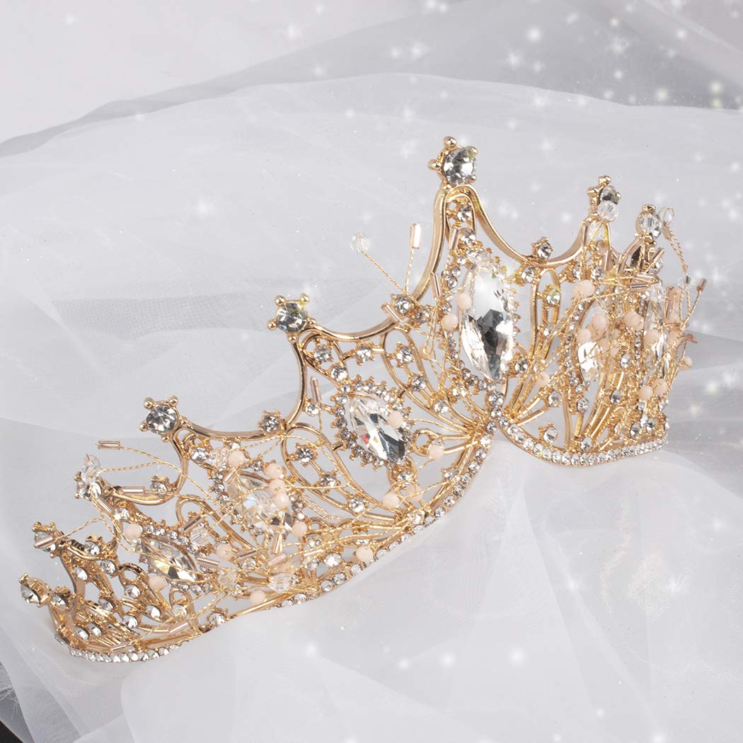 COCIDE Gold Crown for Women Baroque Queen Crown and Tiara for Girls Crystal Headband Mermaid Crown Princess Hair Accessories for Bride Birthday Party Bridesmaids Halloween Costume Cosplay - Image 5