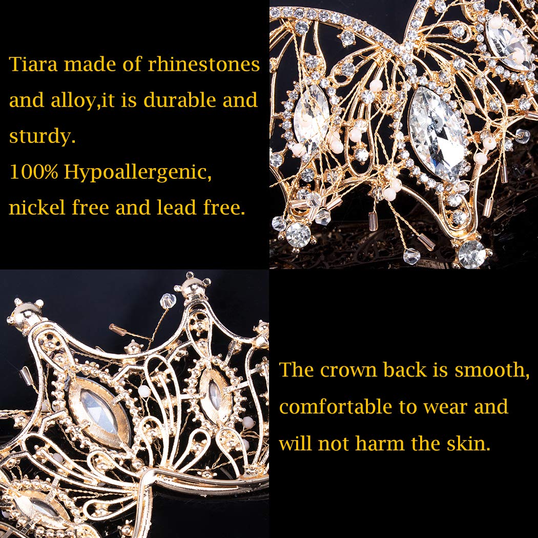 COCIDE Gold Crown for Women Baroque Queen Crown and Tiara for Girls Crystal Headband Mermaid Crown Princess Hair Accessories for Bride Birthday Party Bridesmaids Halloween Costume Cosplay - Image 6