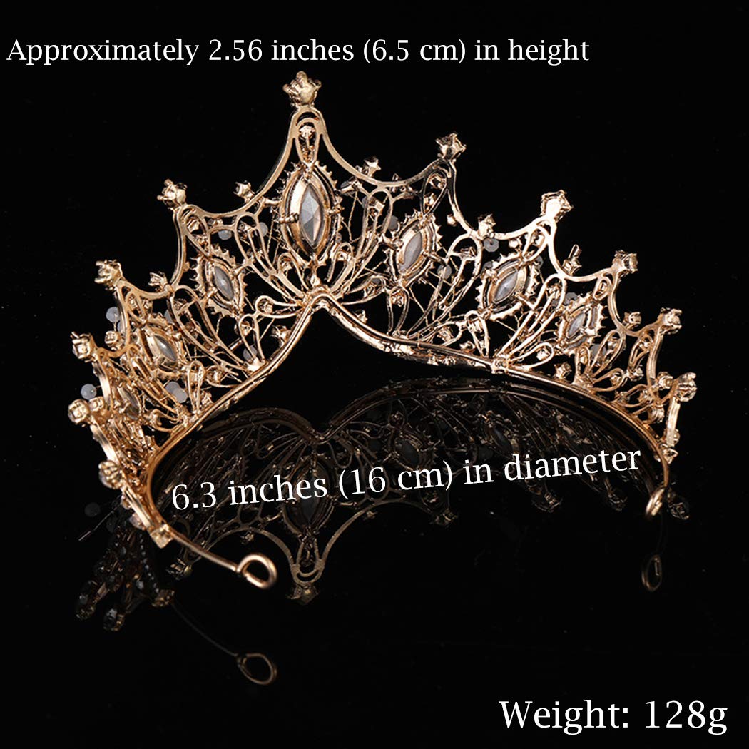 COCIDE Gold Crown for Women Baroque Queen Crown and Tiara for Girls Crystal Headband Mermaid Crown Princess Hair Accessories for Bride Birthday Party Bridesmaids Halloween Costume Cosplay - Image 7