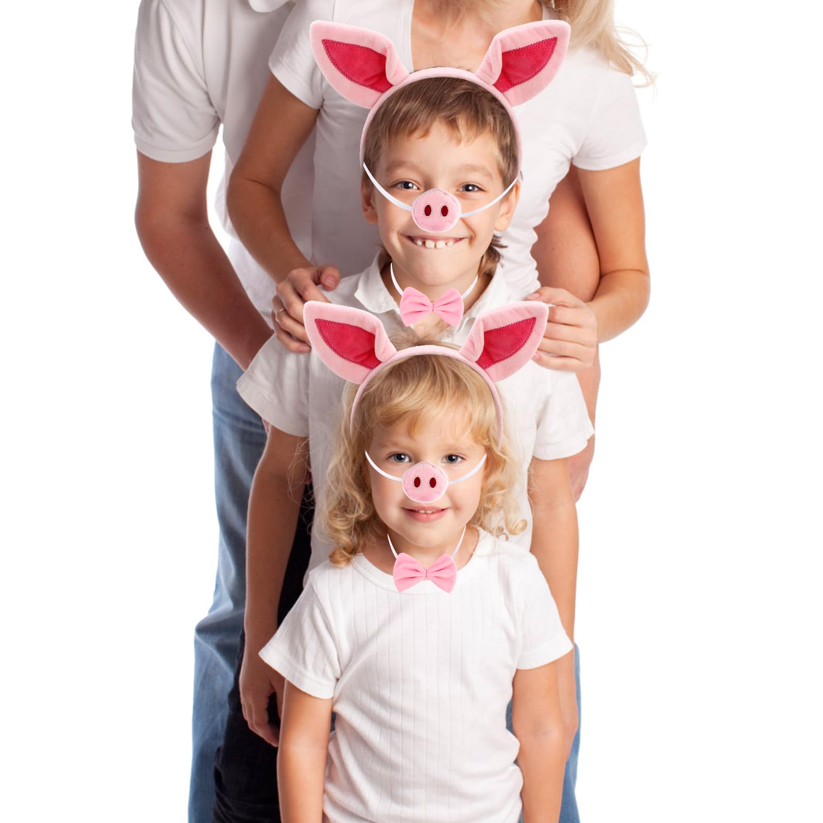 COCIDE Pig Ears Headbands Peppa Pig Costume Miss Piglet for Women Piggy Mask for Adults Tail Shrek Nose and Bow Tie Halloween Dress Up Party Decoration Accessories Set - Image 4