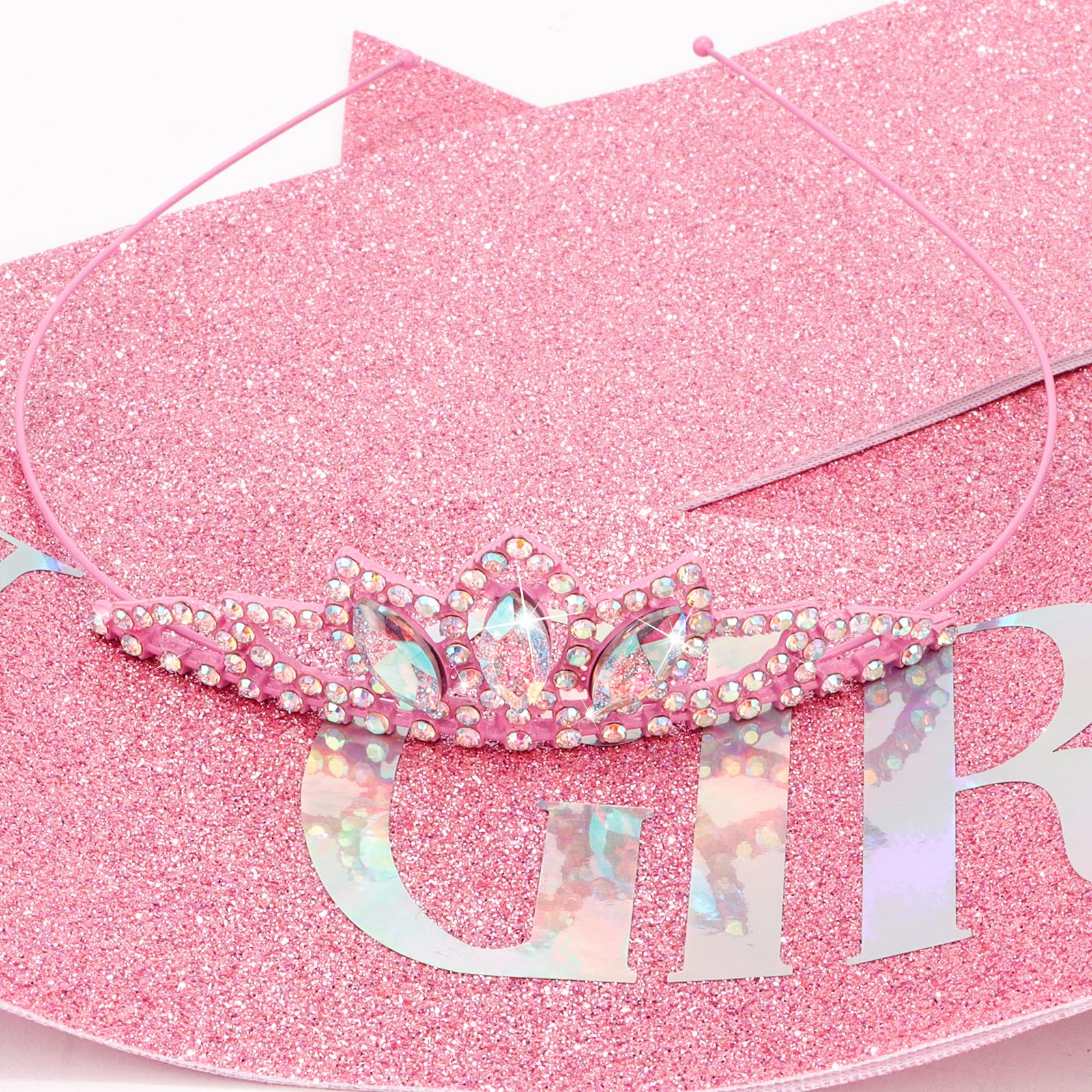 COCIDE Princess Sash and Tiara Set for Girls and Women - Birthday Party Accessories Kit with Pink Crown, Happy Birthday Decorations, Glitter Sash, Crystal Rhinestone - Image 5