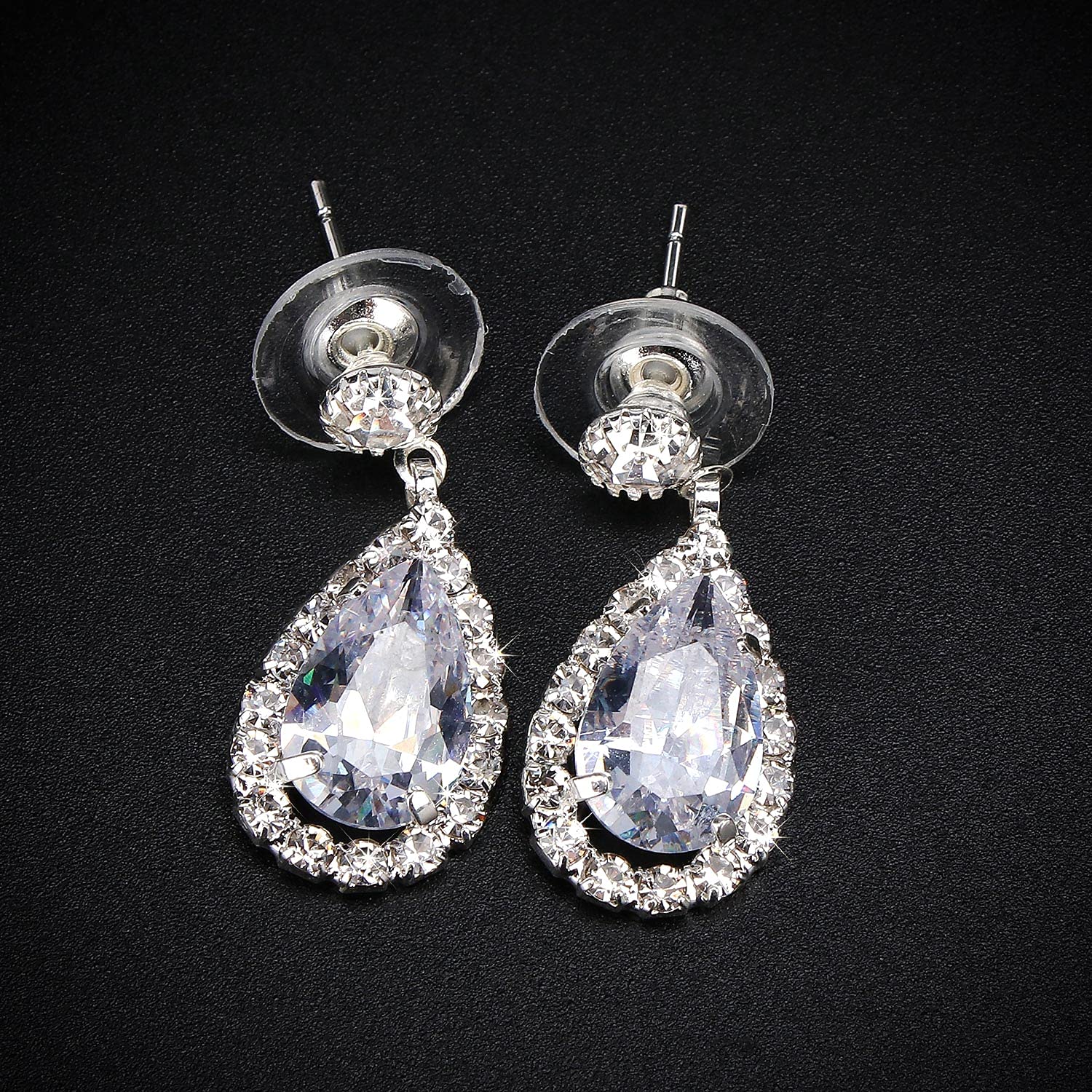 COCIDE Silver Jewelry Set for Women Crystal Tiara and Necklace Kit for Girls Rhinestone Crown Earrings Neck Accessories for Bride Wedding Birthday Party Bridal Prom Bridesmaid Dress up - Image 7