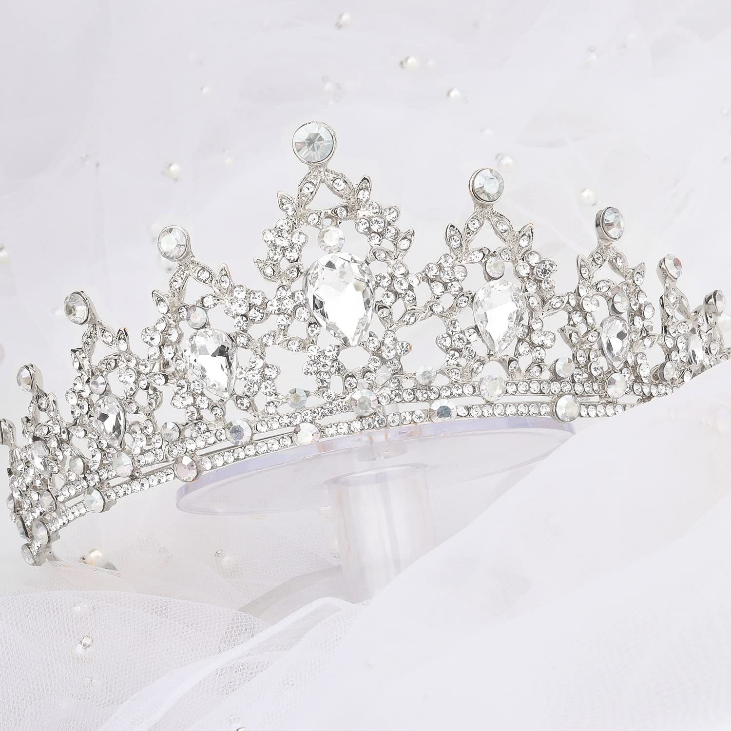 COCIDE Silver Tiaras and Crowns for Women Crystal Tiaras for Womens Clear Rhinestone Hair Accessories for Bride Wedding Bridal Prom Birthday Party Queen Decorations Costume Cosplay - Image 4