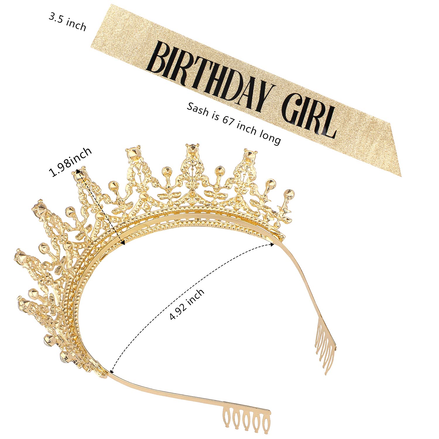 COCIDE Tiara and Crown Set - Women's Rhinestone Headband, Girls' Birthday Sash, Crystal Hair Accessories, Cake Toppers - Image 7