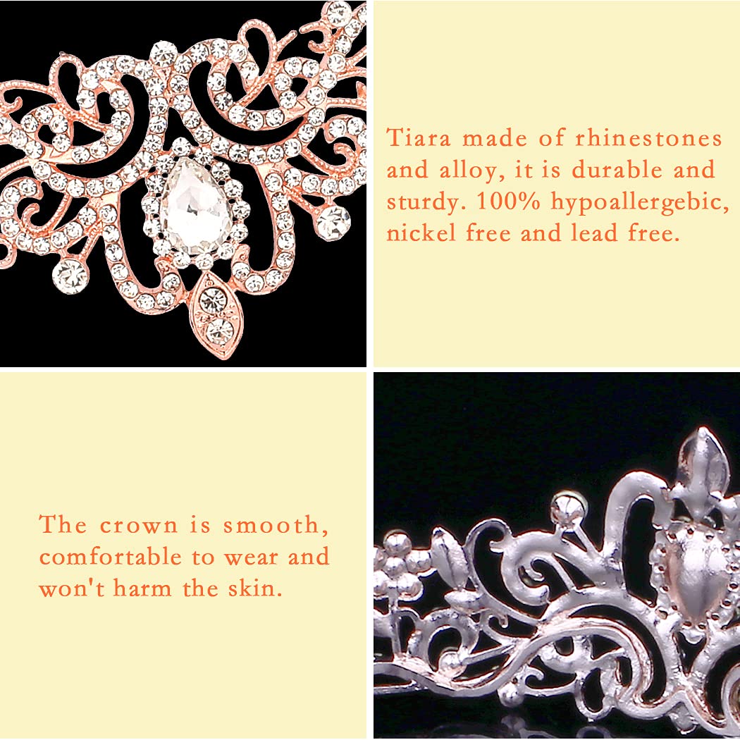 COCIDE Tiara Crowns Crystal Headband Princess Rhinestone Crown with Combs Bride Headbands Bridal Wedding Prom Birthday Party Hair Accessories for Women and Girls (no comb type) - Image 6