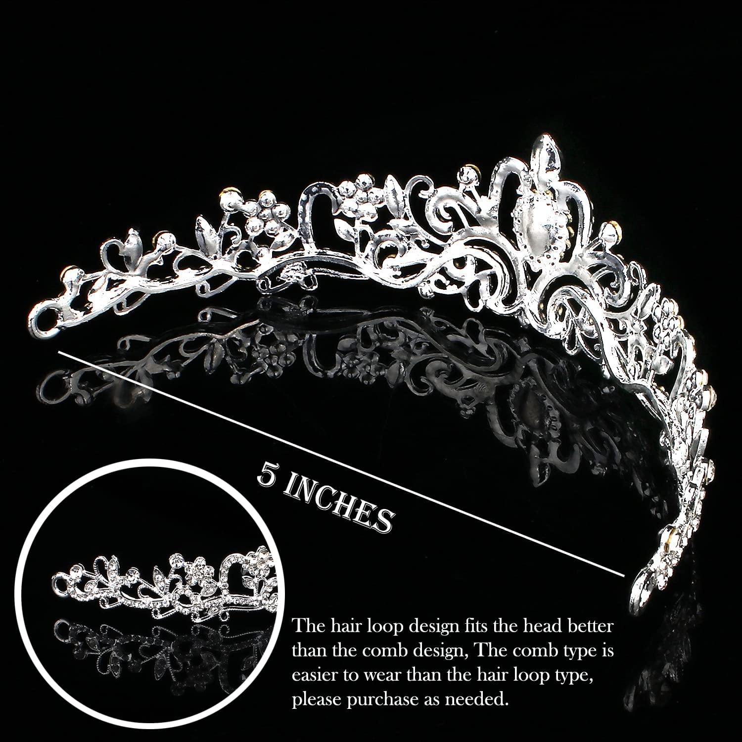 COCIDE Tiara Crowns Crystal Headband Princess Rhinestone Crown with Combs Bride Headbands Bridal Wedding Prom Birthday Party Hair Accessories for Women and Girls (no comb type) - Image 7