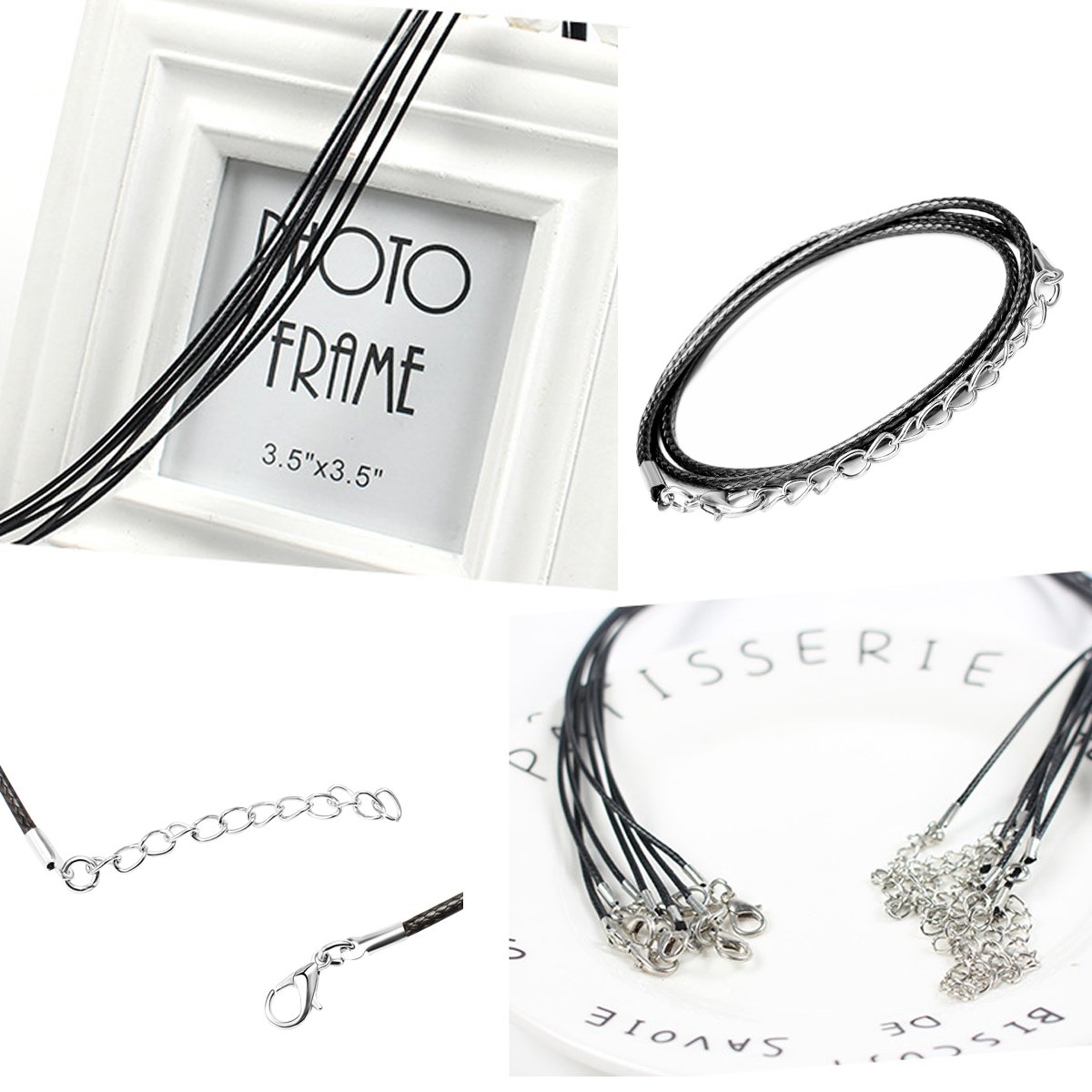 Exacoo 100 Pcs 2.0mm Black Necklace Cord with Lobster Claw Clasp for DIY Jewelry Making, 18 inches - Image 4