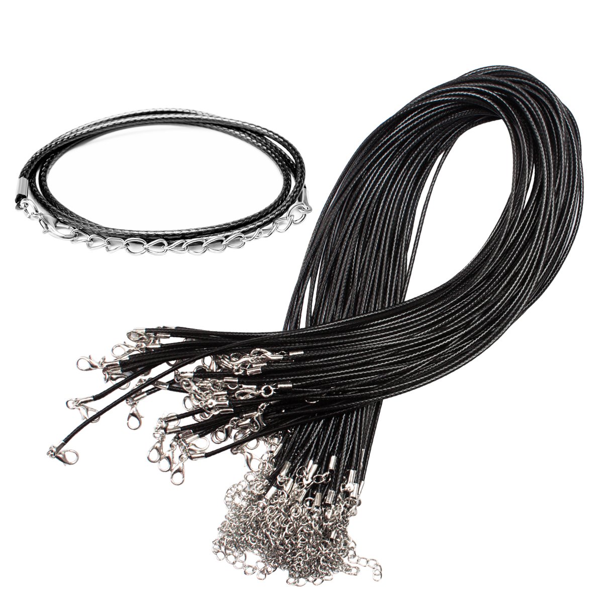 Exacoo 100 Pcs 2.0mm Black Necklace Cord with Lobster Claw Clasp for DIY Jewelry Making, 18 inches - Image 7