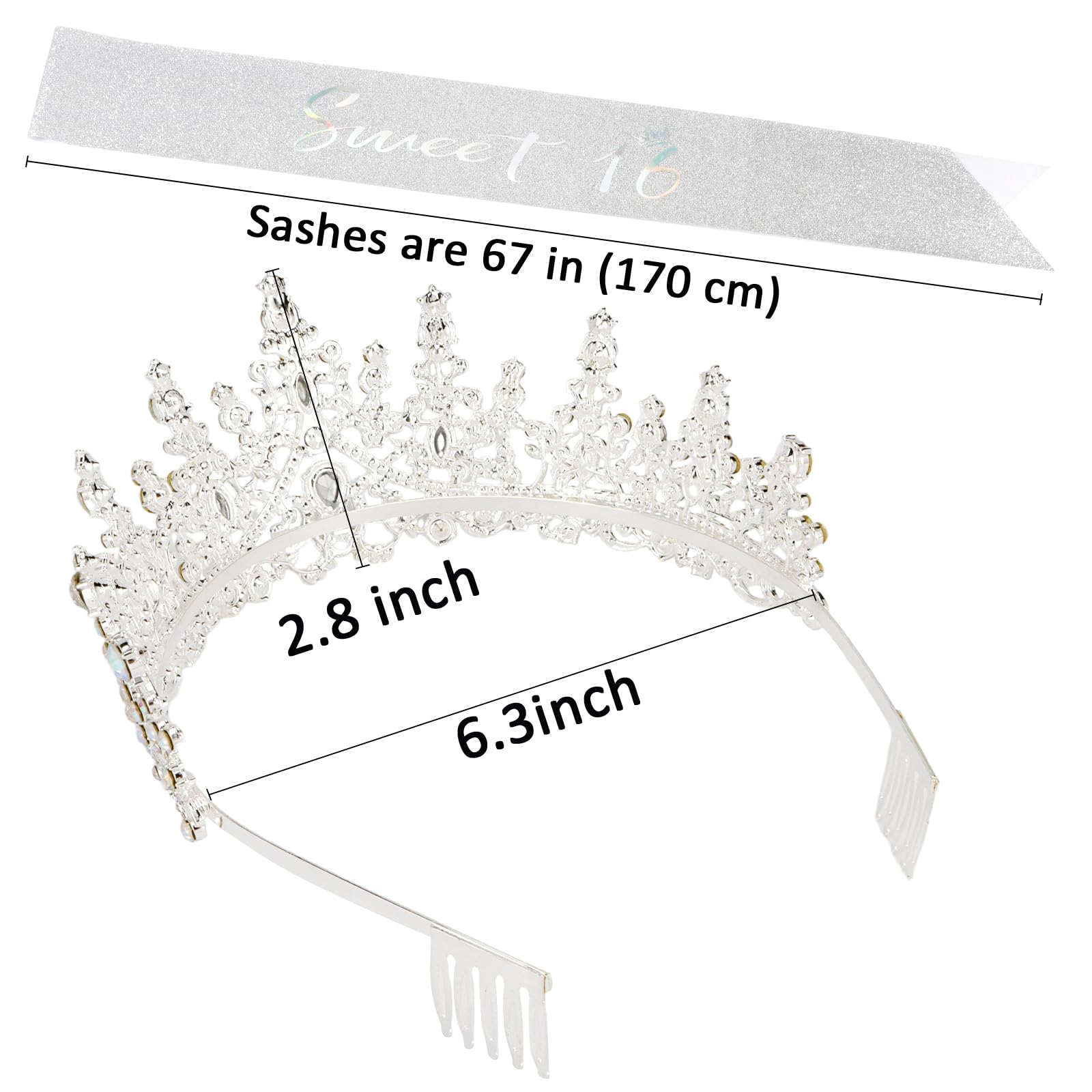 Sweet 16 Birthday Sashes and Tiaras for Women - 16th Crowns and Sashes for Girls Kit - Birthday Decoration - Party Gifts and Accessories - Image 7